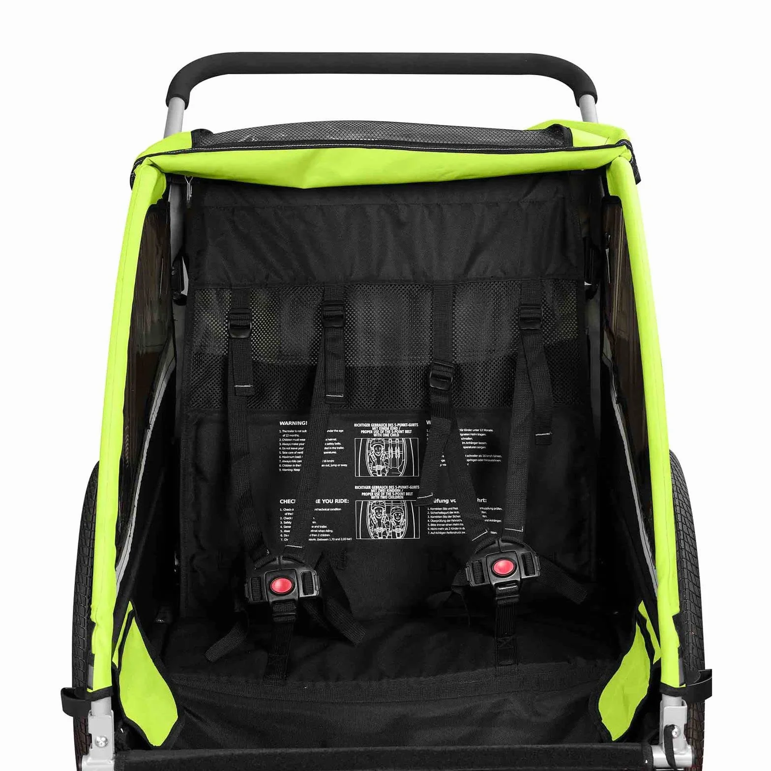 SAMAX Remorque Vélo Convertible Jogger 2en1 360° Rotatif pour 2 Enfants Amortisseur Transport Poussette Vert - Black Edition