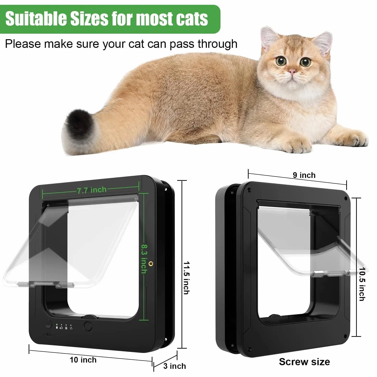 Chatière Intelligente Sureflap avec Microchip, 2 Colliers Détecteurs, 1 Télécommande, 19,5 x 21 cm, Blanc