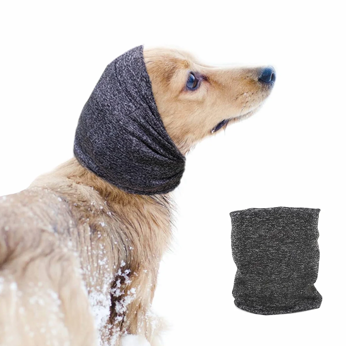 Cache-Oreilles pour Chien Soulagement Anxiété Calme Endroit Bruyant Snood Chauffe-Cou Chats Gris M