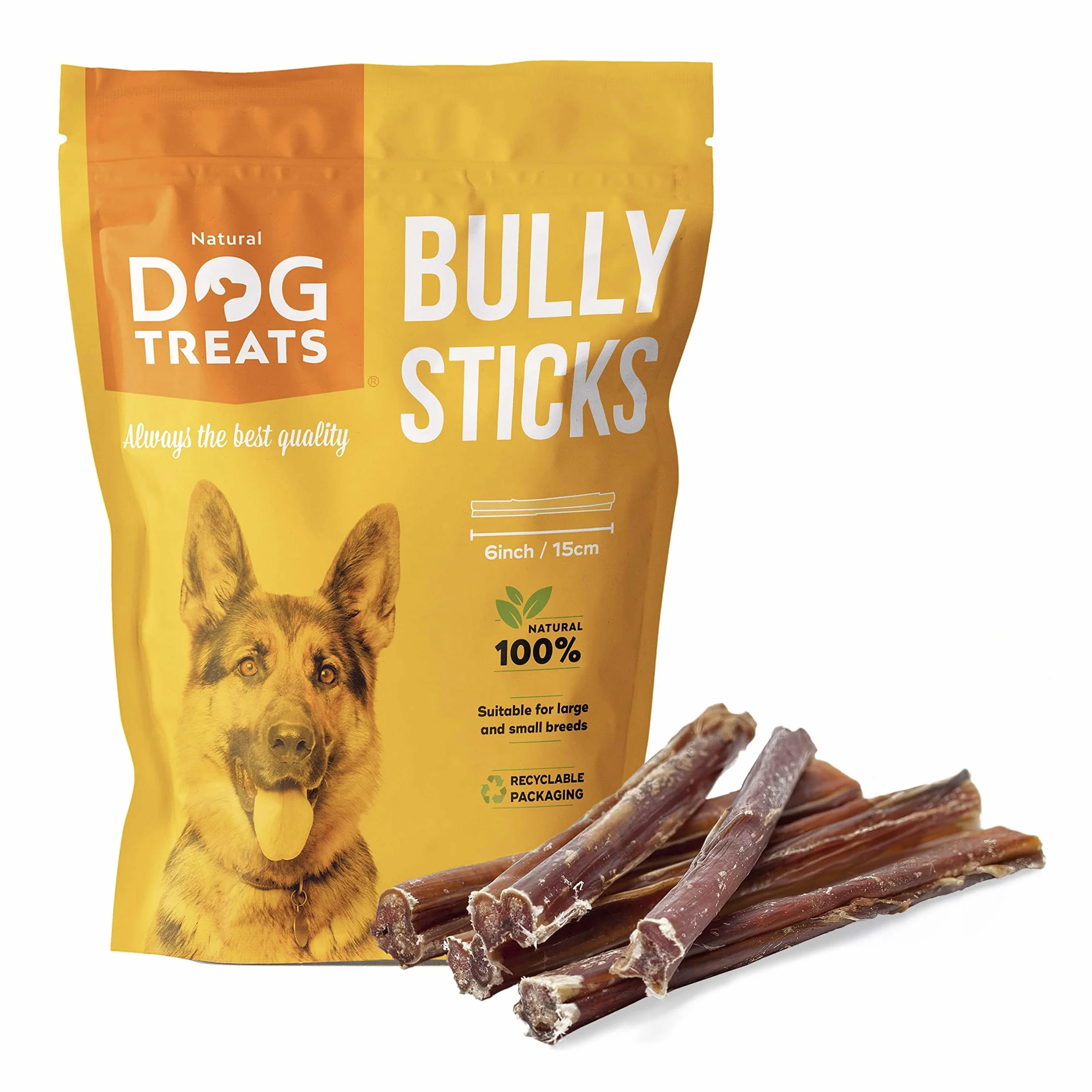 Naturalne Przysmaki dla Psa - Bully Sticks - Ścięgna Wołowe 5 szt. 15 cm