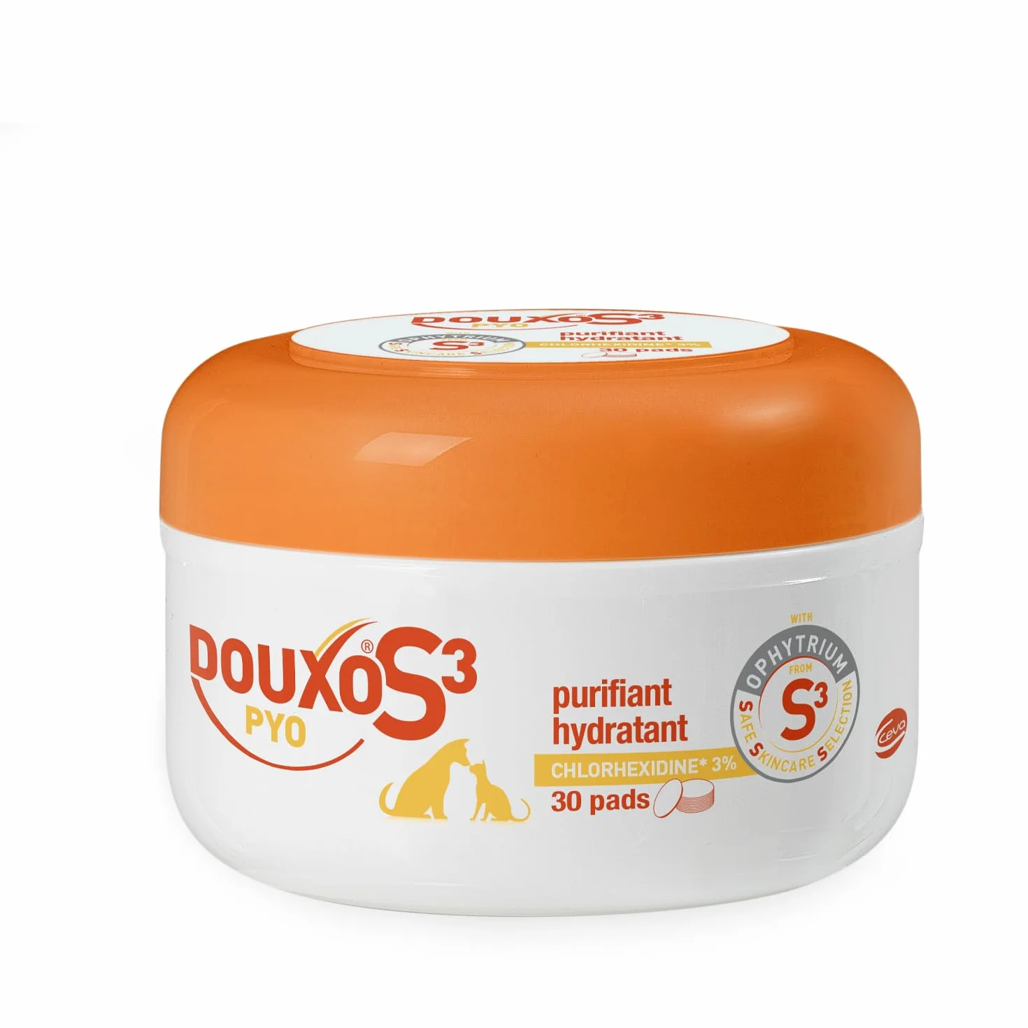 DOUXO S3 PYO Pads 30 cotons imprégnés pour nettoyer désinfecter apaiser la peau chiens chats