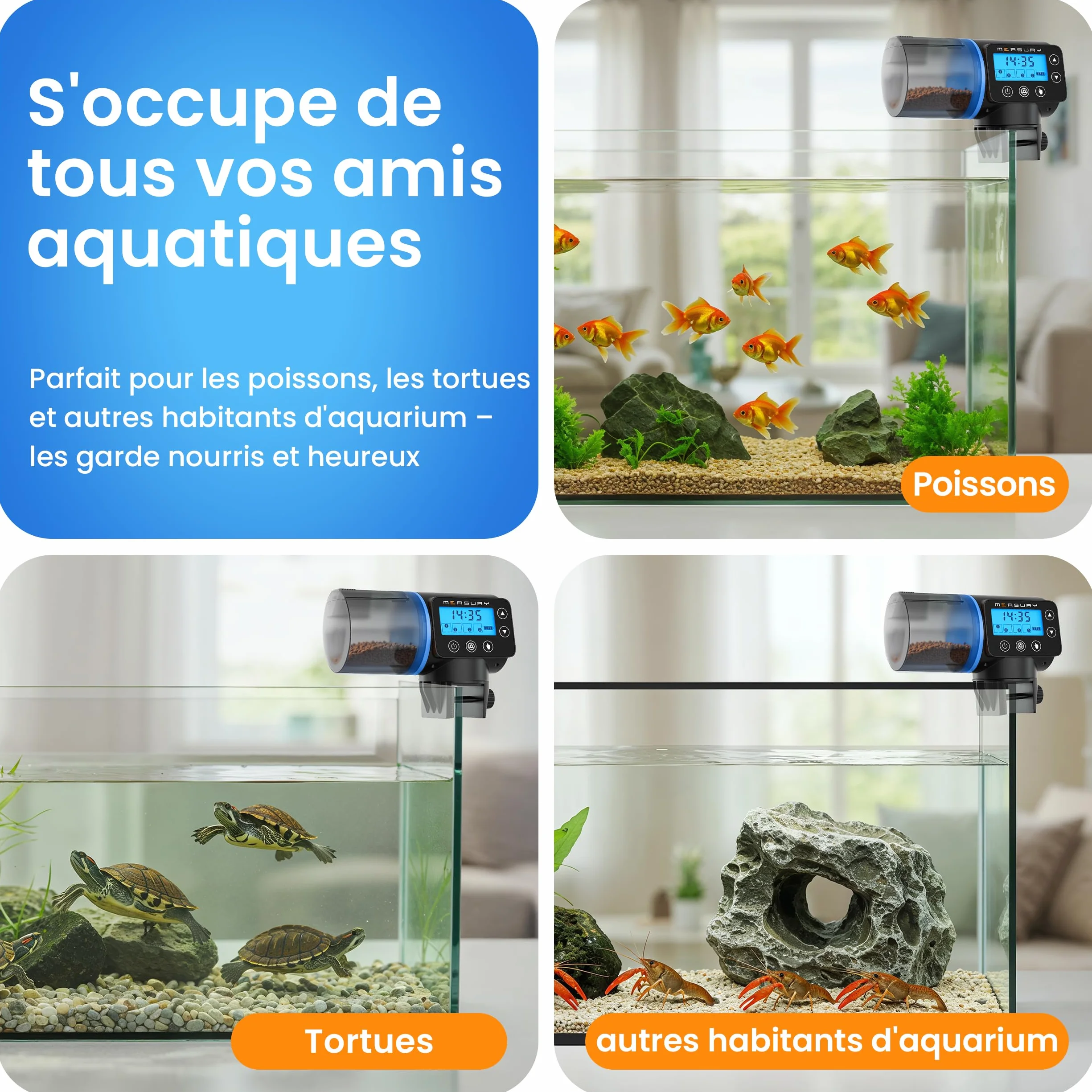 Distributeur Automatique Nourriture Poisson Aquarium 4 Fois par Jour