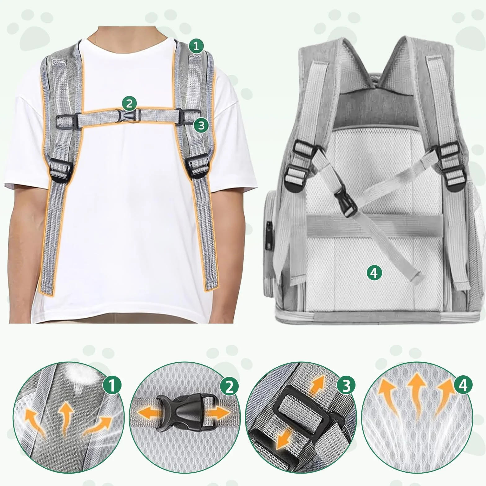 Sac à Dos pour Chat Respirant Grand Espace Sac Transport Chat Extensible avec Harnais Intérieur pour Voyager Randonnée
