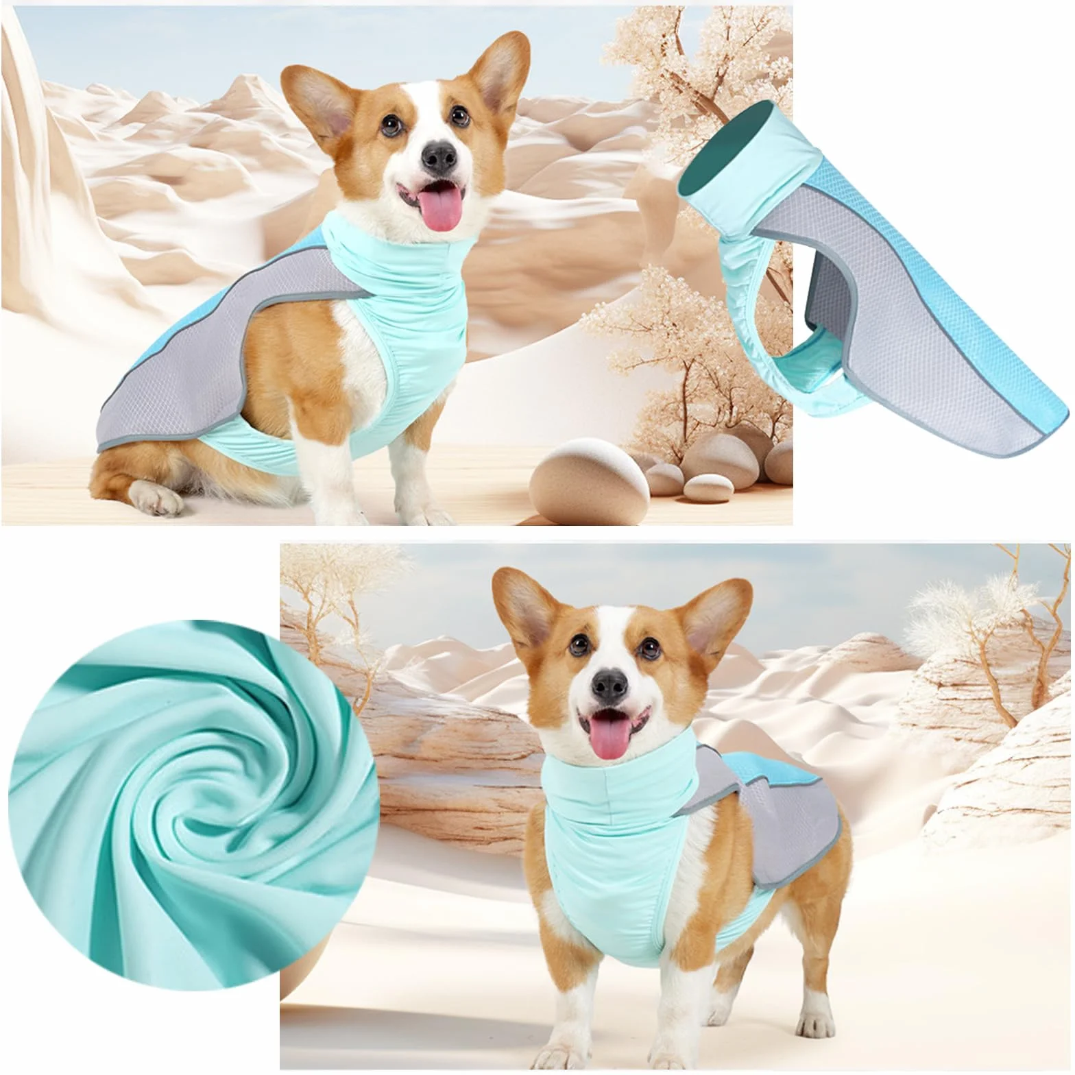 Gilet Rafraîchissant pour Chien, Manteau de Refroidissement UV pour Promenade Plages Activités Extérieures (M)