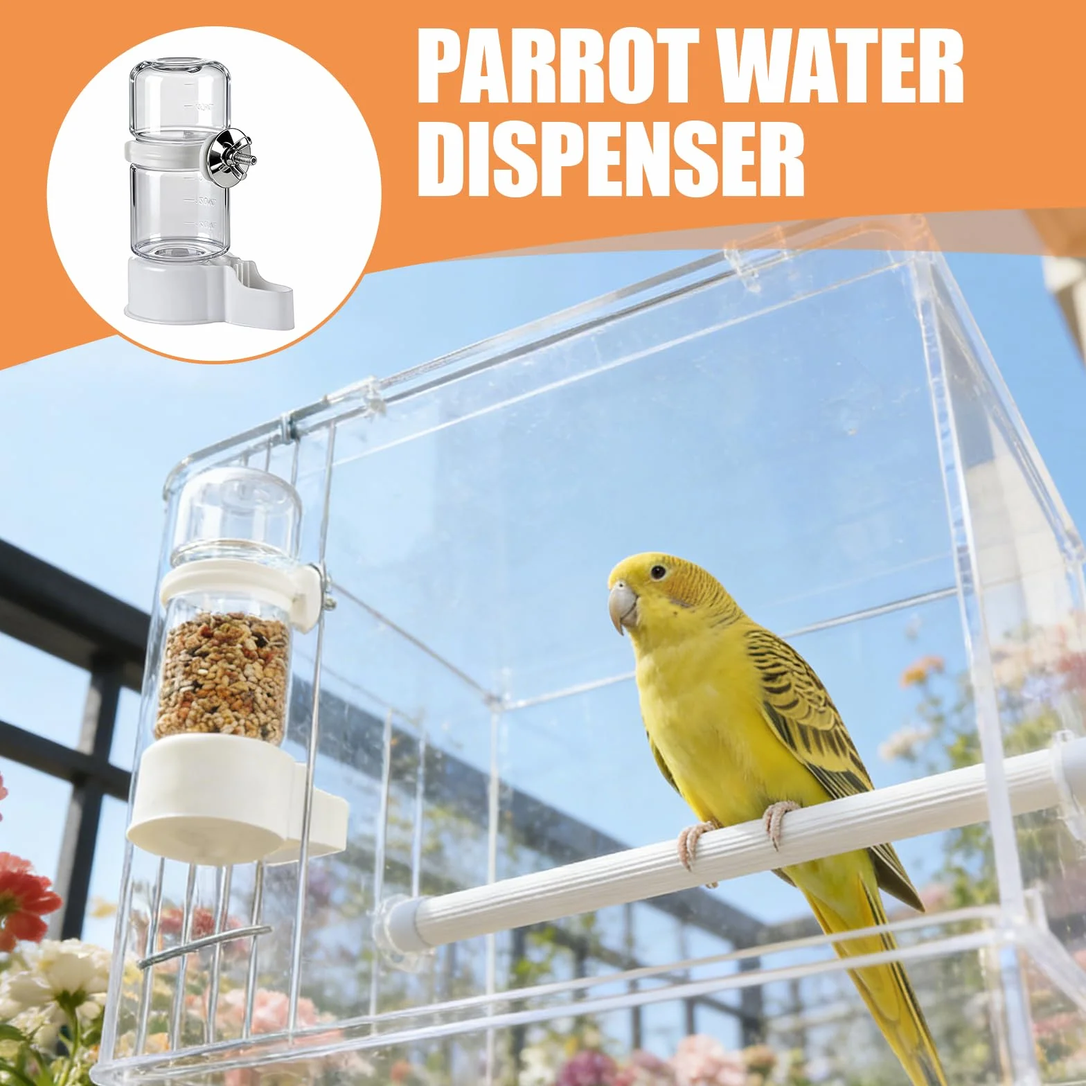 Abreuvoir Automatique pour Oiseaux de Cage, Distributeur d'Eau pour Oiseaux, Perroquets