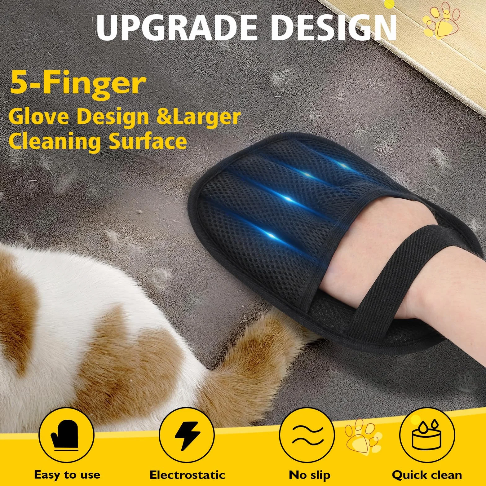 Zivacate Gant Anti Poils Animaux Réutilisable Électrostatique 2 Pièces