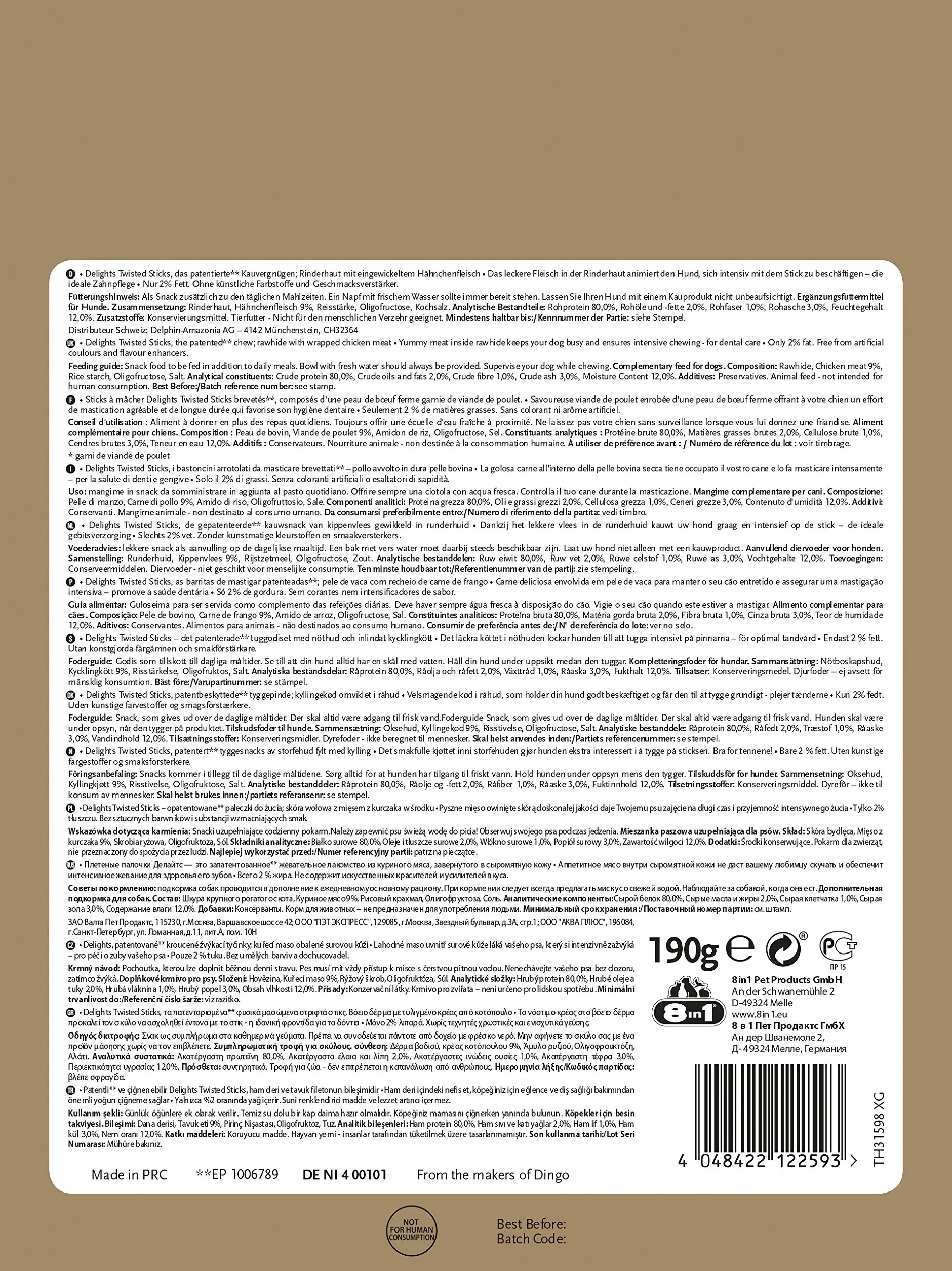8in1 Delights Twisted Bâtonnets 35 Pièces - Pack de 5
