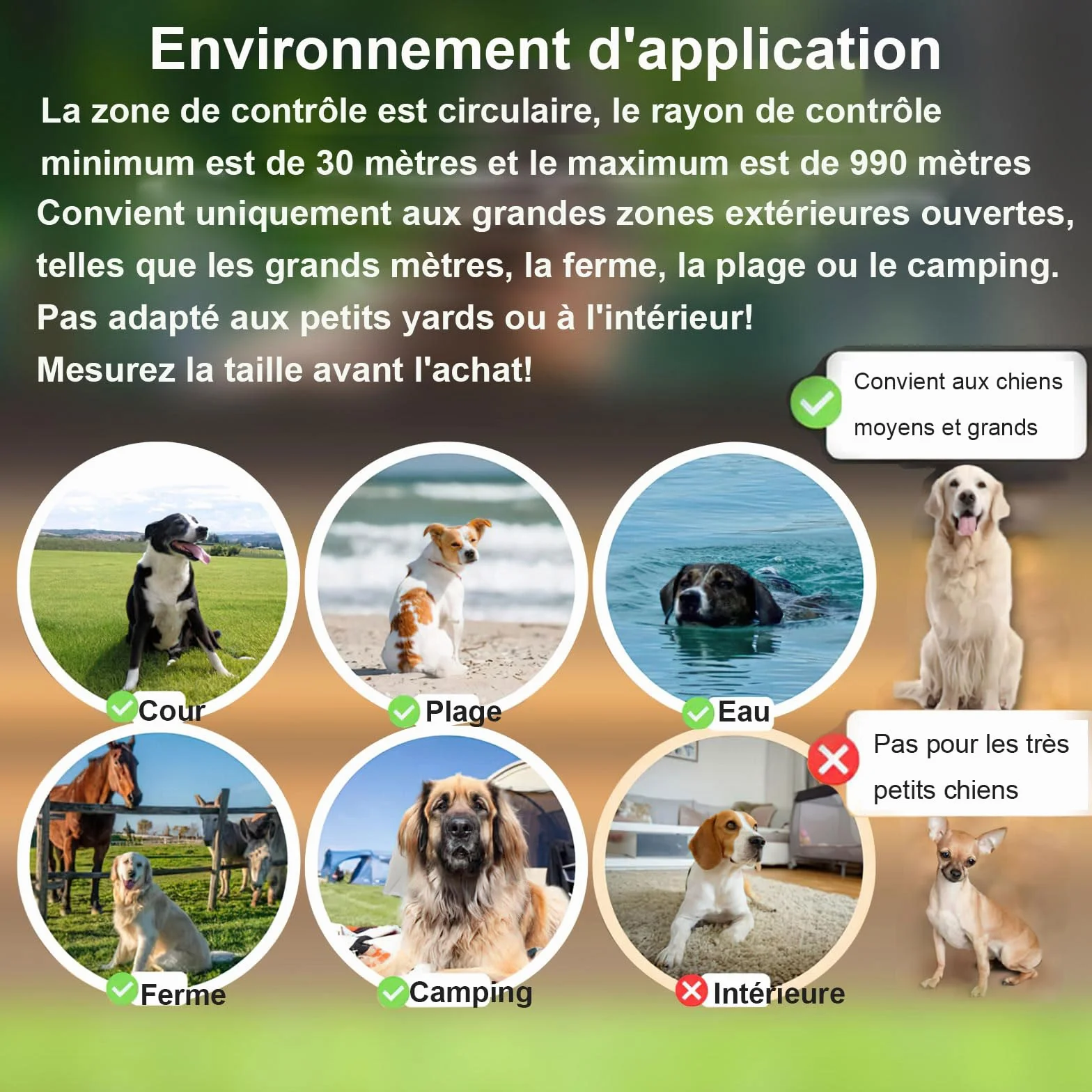 Collier Anti Fugue GPS sans Fil pour Chien IPX7 Étanche 30-999M Réglable