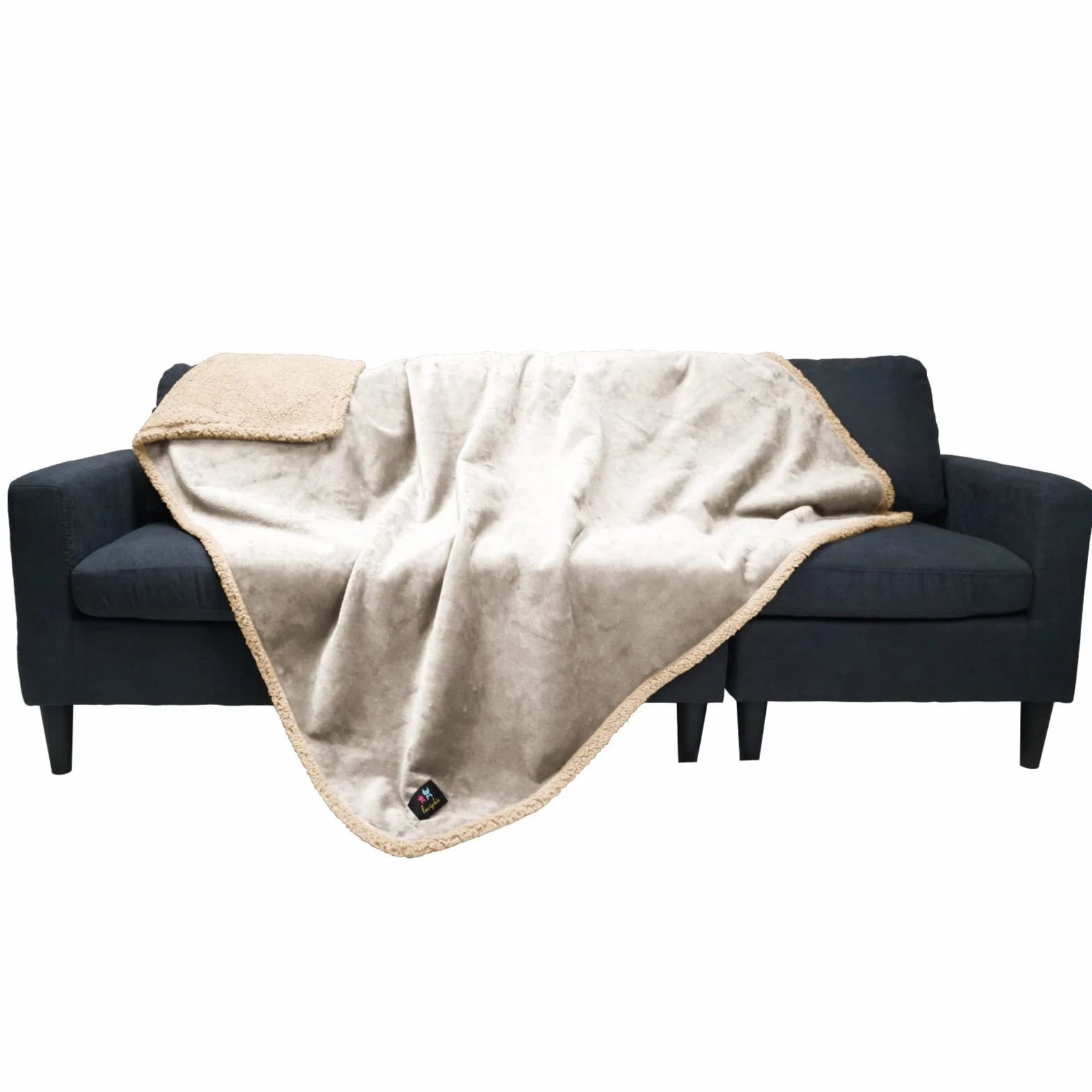 Couverture Imperméable pour Chat Chien Anti-Pipi Double Couche L 145x165cm Blanc Gris