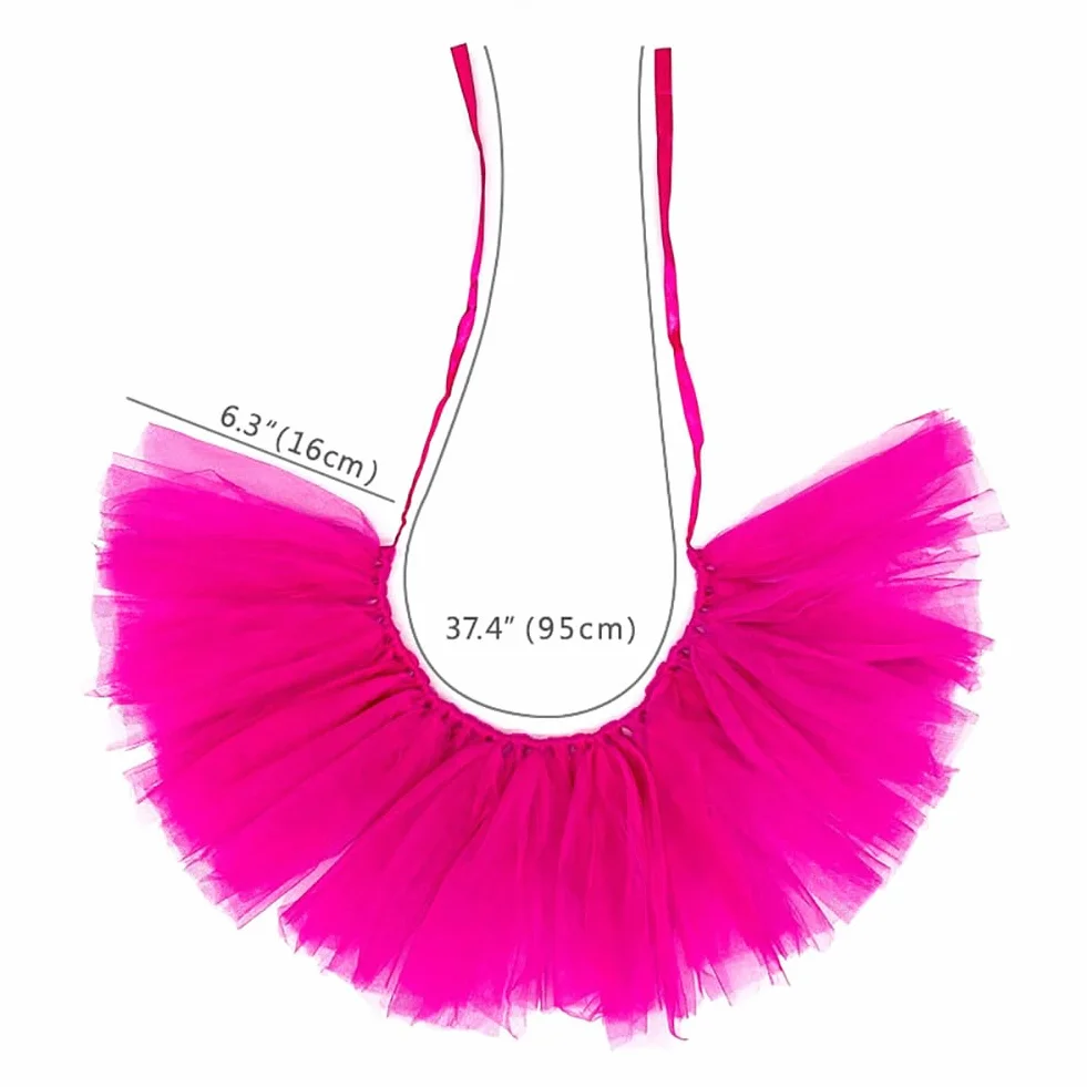 Jupe Tutu en Tulle Rose Clair pour Chiens Petite Taille JIHUOO, Bretelle Réglable, 95 cm Longueur Totale