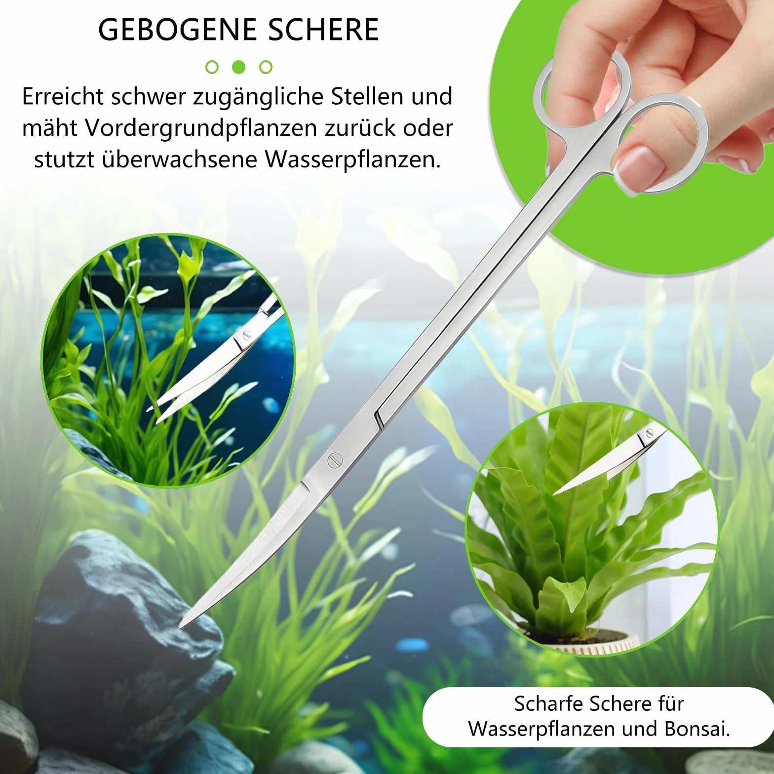 Lot de 4 outils d'aquarium en acier inoxydable - Ciseaux, pince à épiler, kit de nettoyage