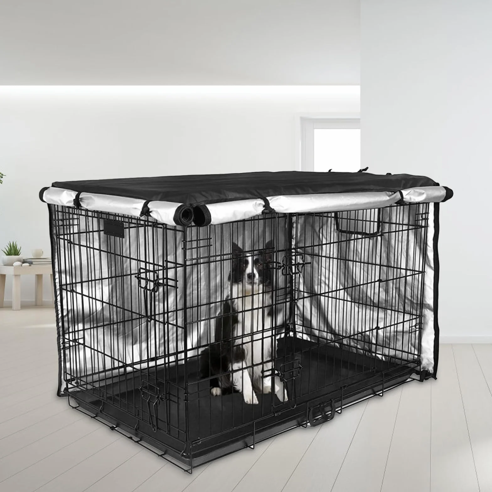 Housse de Cage Chien étanche 36 Pouces Tissu Oxford 210D Double Porte résistant au Froid et aux UV