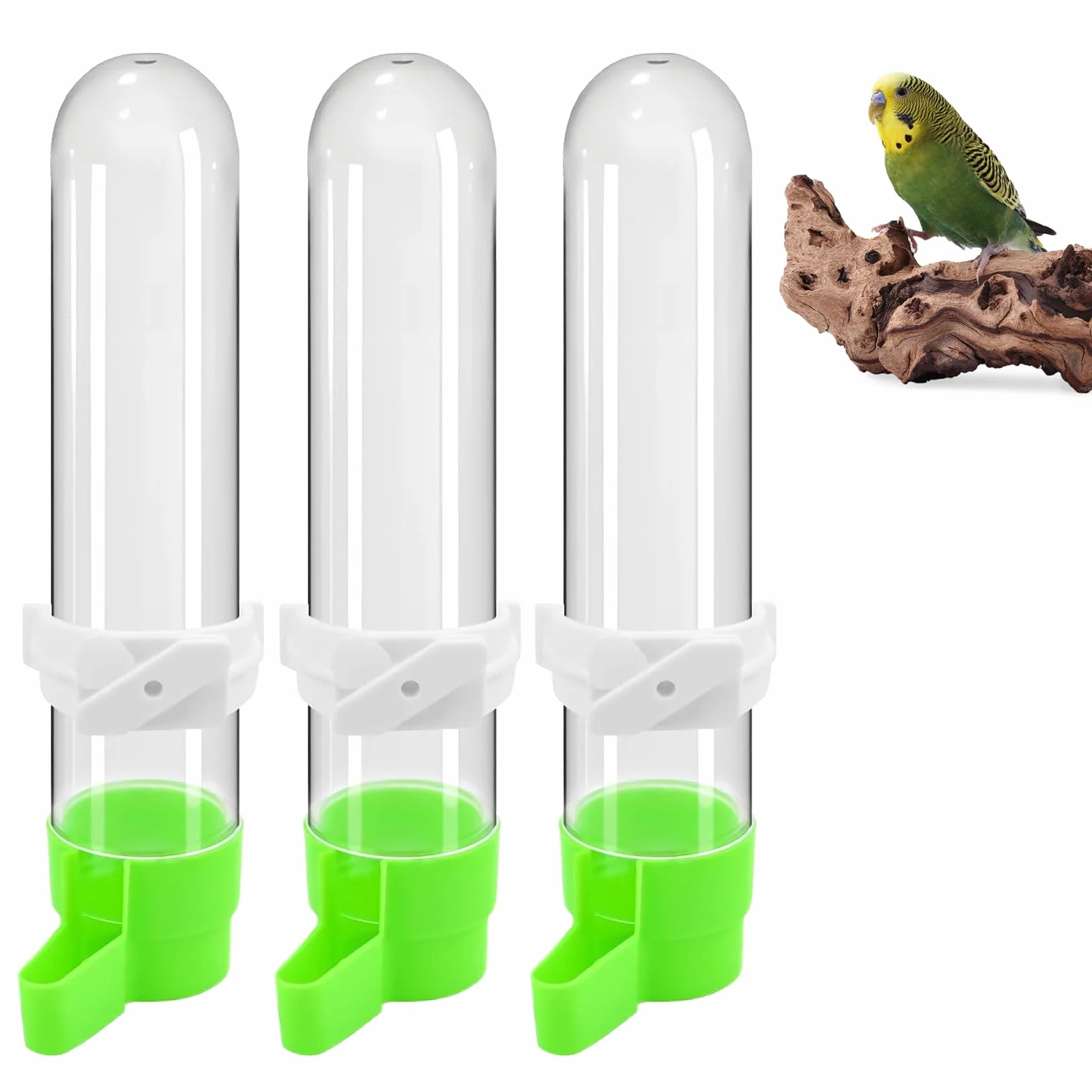 Lot de 3 distributeurs automatiques de nourriture pour oiseaux, 120 ml, transparent, pour perruches et perroquets