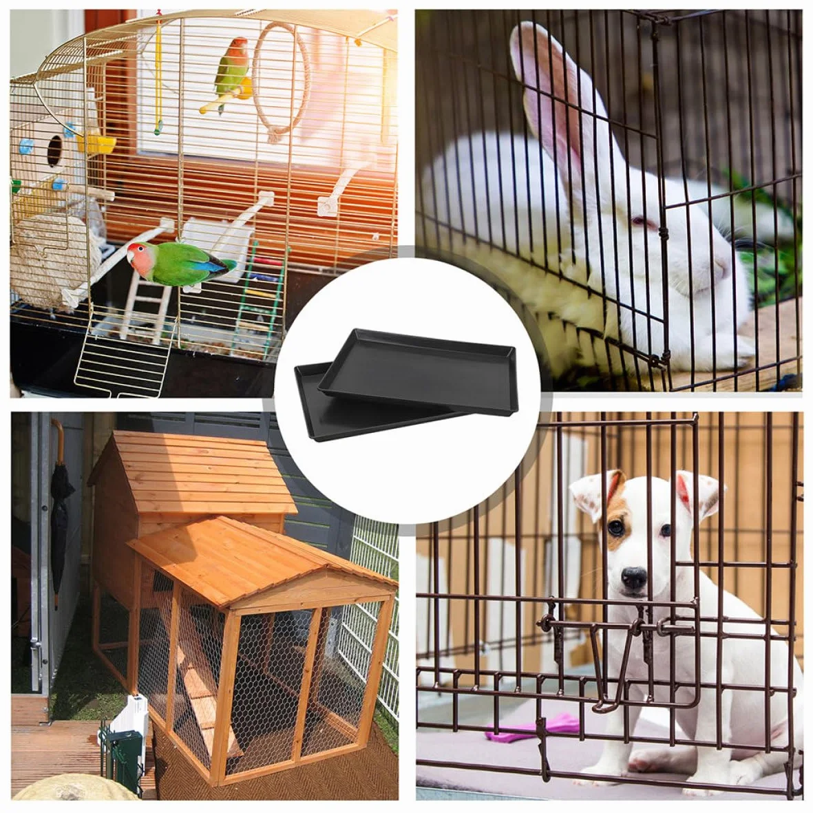 BESPORTBLE Plateau pour Animaux de Compagnie Bac de Cage pour Oiseaux Bac Remplacement Cage d'oiseaux Plateau Fond Chien Chien Abdos Black