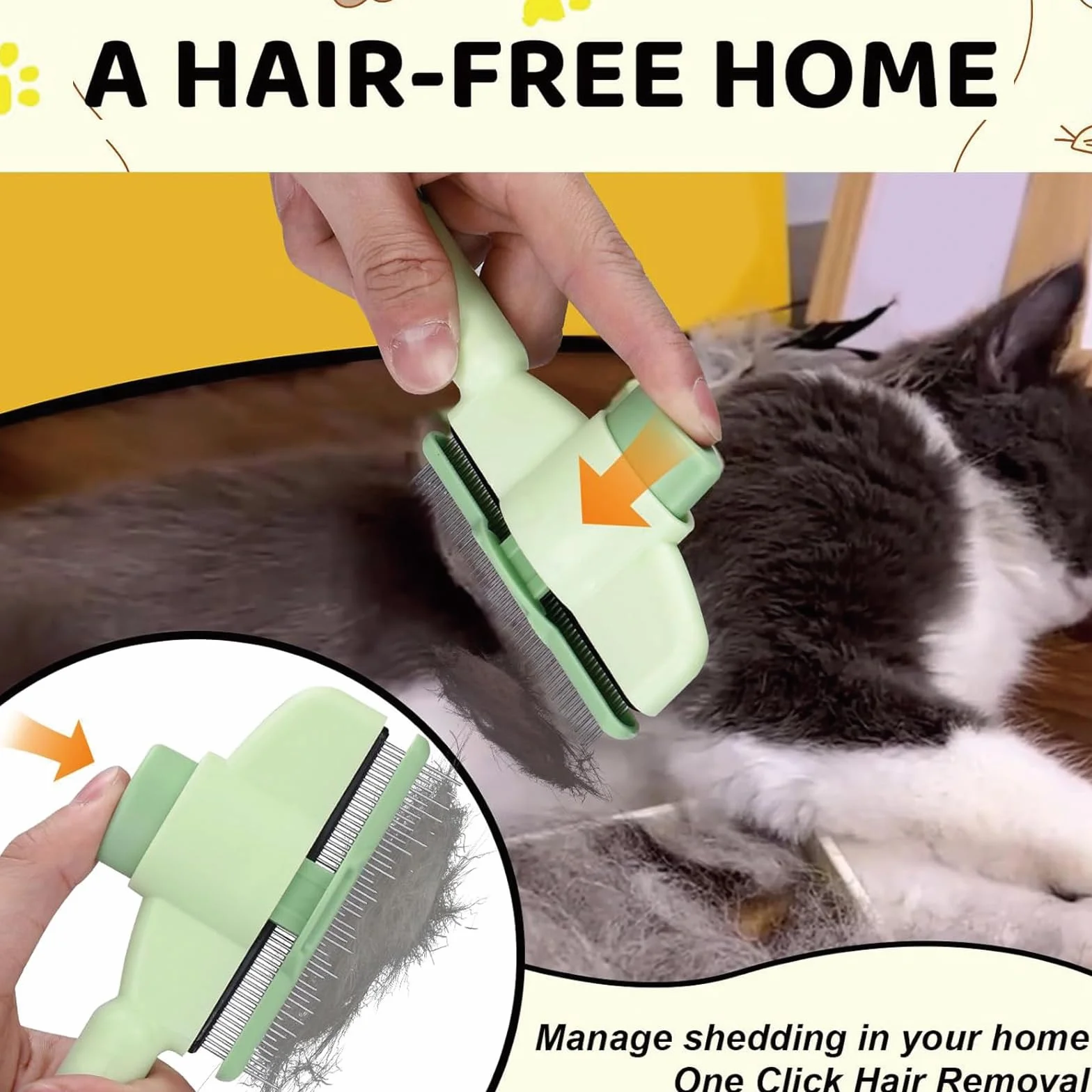 Lot de 2 Peignes pour Chats Autonettoyants Brosse Multifonction Anti-Puces