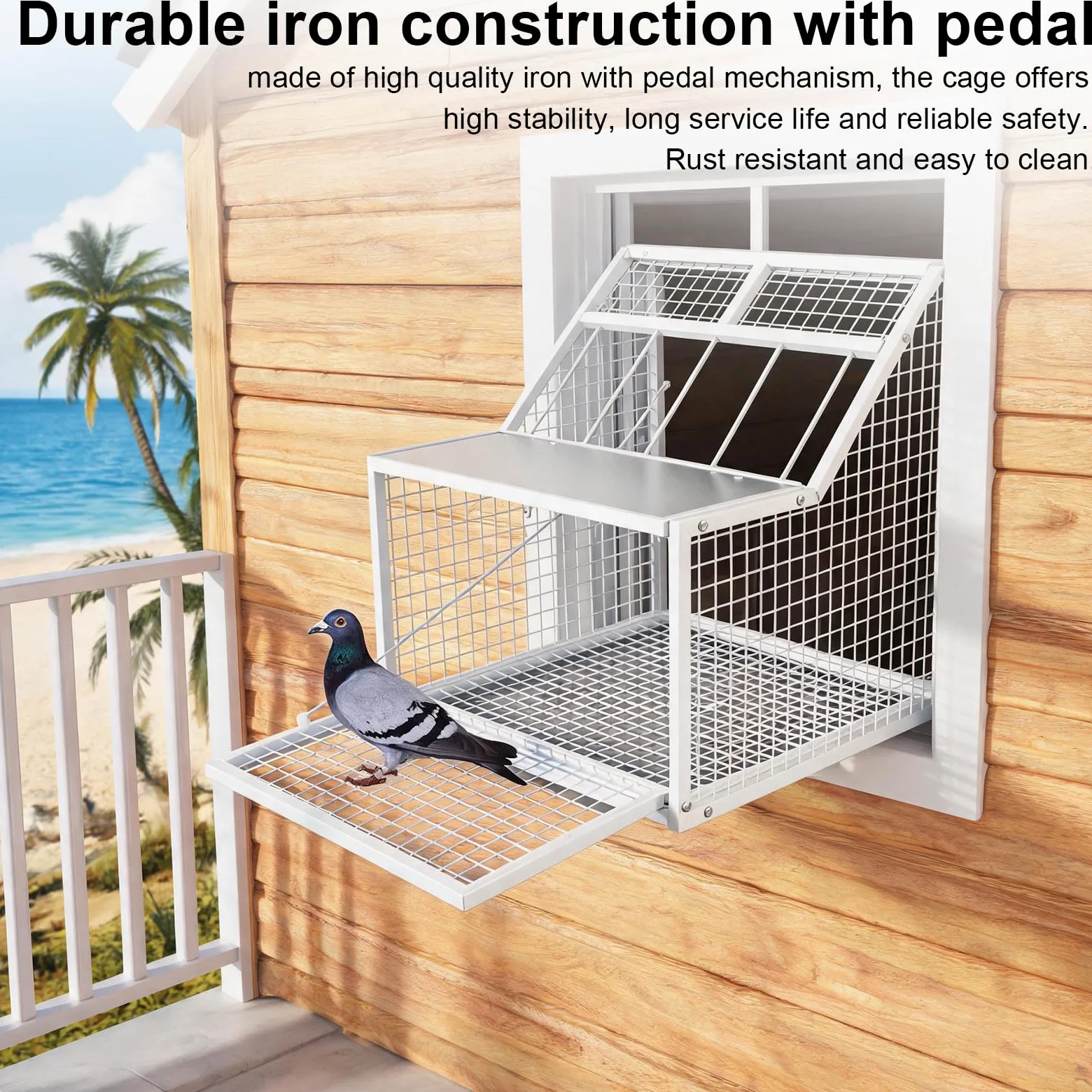 Cage à Pigeons Pliable en MéTal avec 4 EntréEs Et Trappe Amovible pour Pigeons Perroquets Perruches Et Autres Oiseaux De Jardin Balcon Cour 54x47x50 Cm
