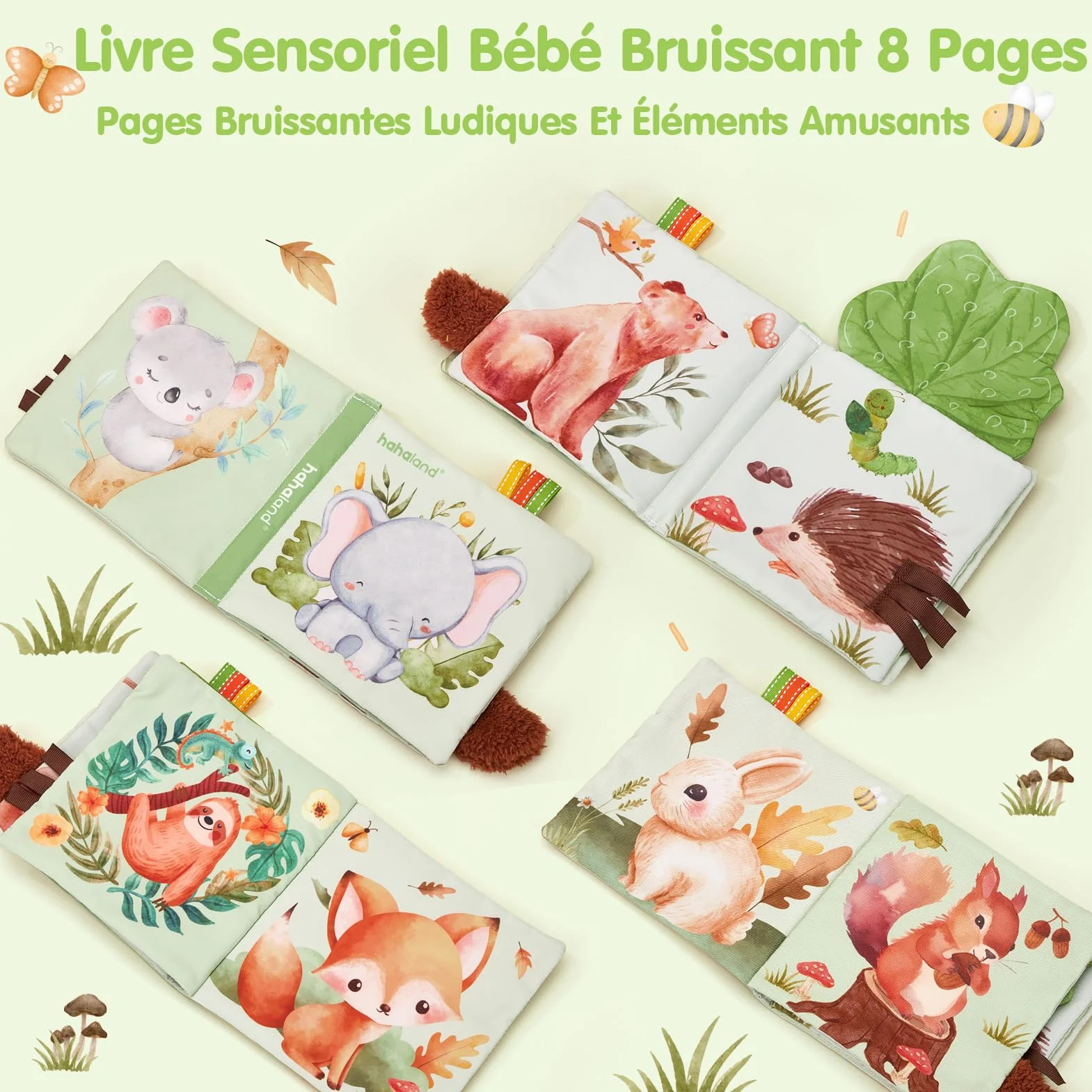 Coffret Naissance Bébé Fille et Garçon, Cadeau Nouveau-né avec Couverture d’Emmaillotage, Hochets et Livre d’Éveil Sensoriel, 0–12 Mois