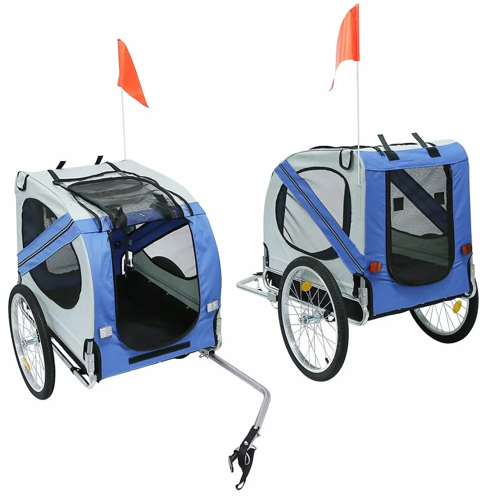 Remorque pour Enfants 2 en 1 Velo Pliable pour Chien Animaux avec Drapeau et Reflecteurs