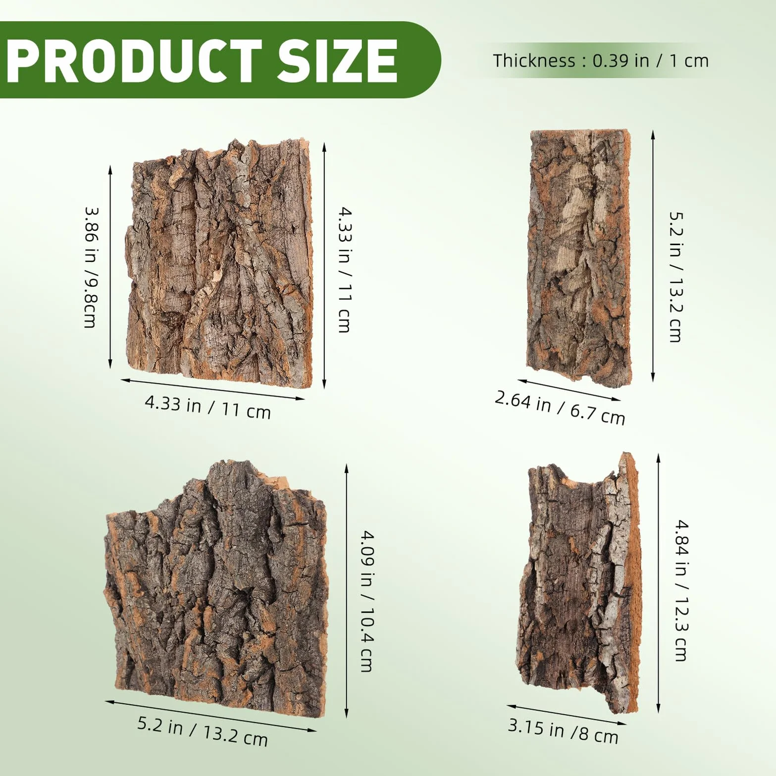 Lot de 4 plateformes d'escalade en bois naturel pour reptiles et tortues - Écorce d'arbre taille moyenne