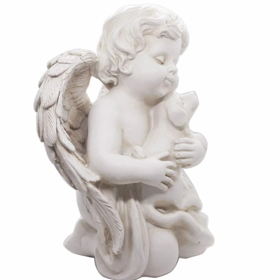 Statue d'ange avec chien commémorative 17,8 cm