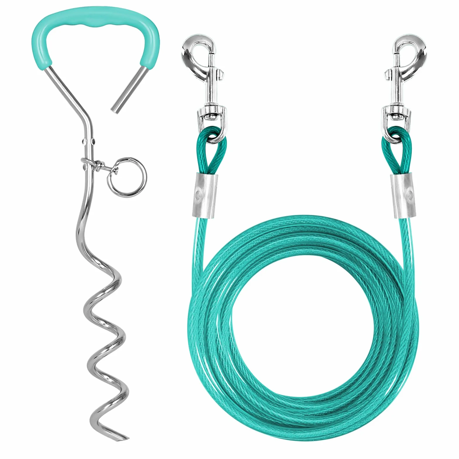 Ancrage au sol pour chien avec laisse 3 m - Kit de sécurité inoxydable pour grands chiens