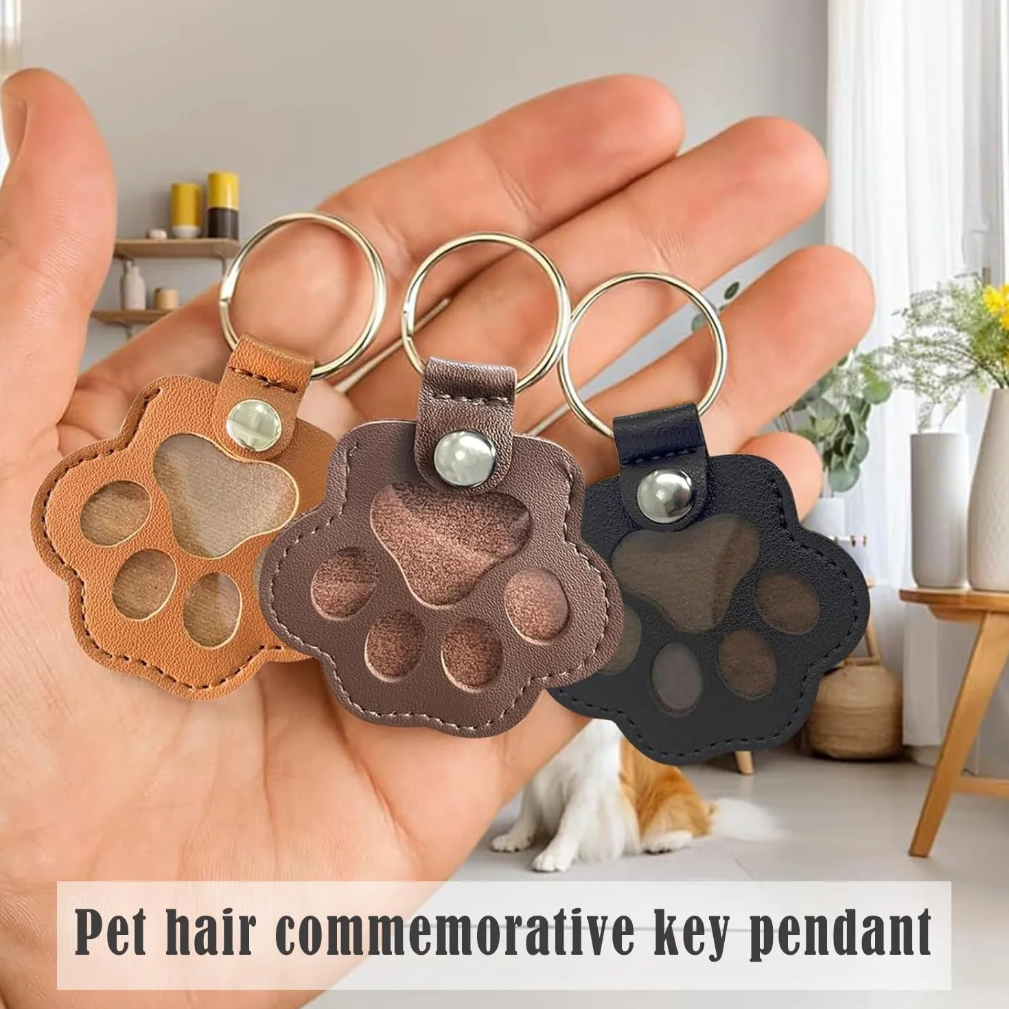 Boîte à Souvenirs Personnalisée pour Poils d'animaux, Rangement pour Poils d'animaux, Porte-Clés en Fourrure pour Animaux De Compagnie (Noir, Blanc, Jaune, Brun Chocolat)