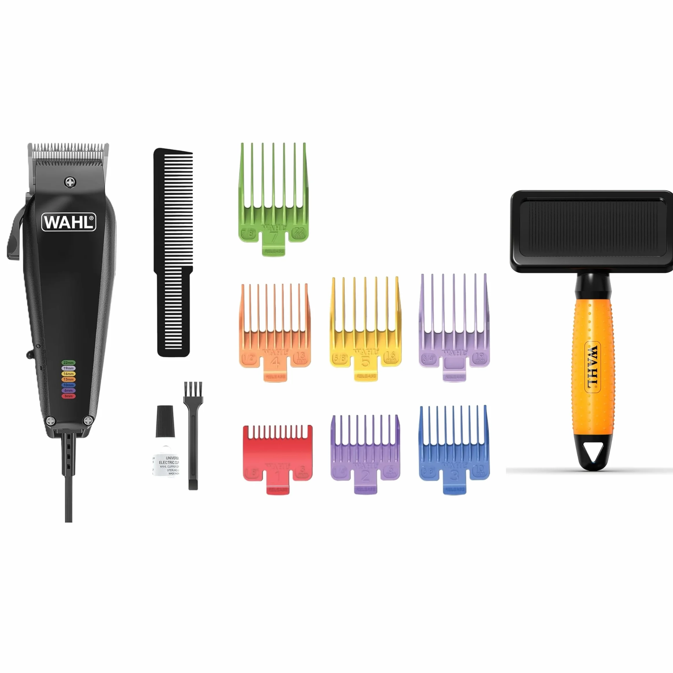 WAHL Multi Cut Animal - tondeuse pour chiens, silencieuse, filaire, lames affûtées avec précision + WAHL Medium Slicker - brosse de toilettage, brosses pour animaux à poils longs ou courts