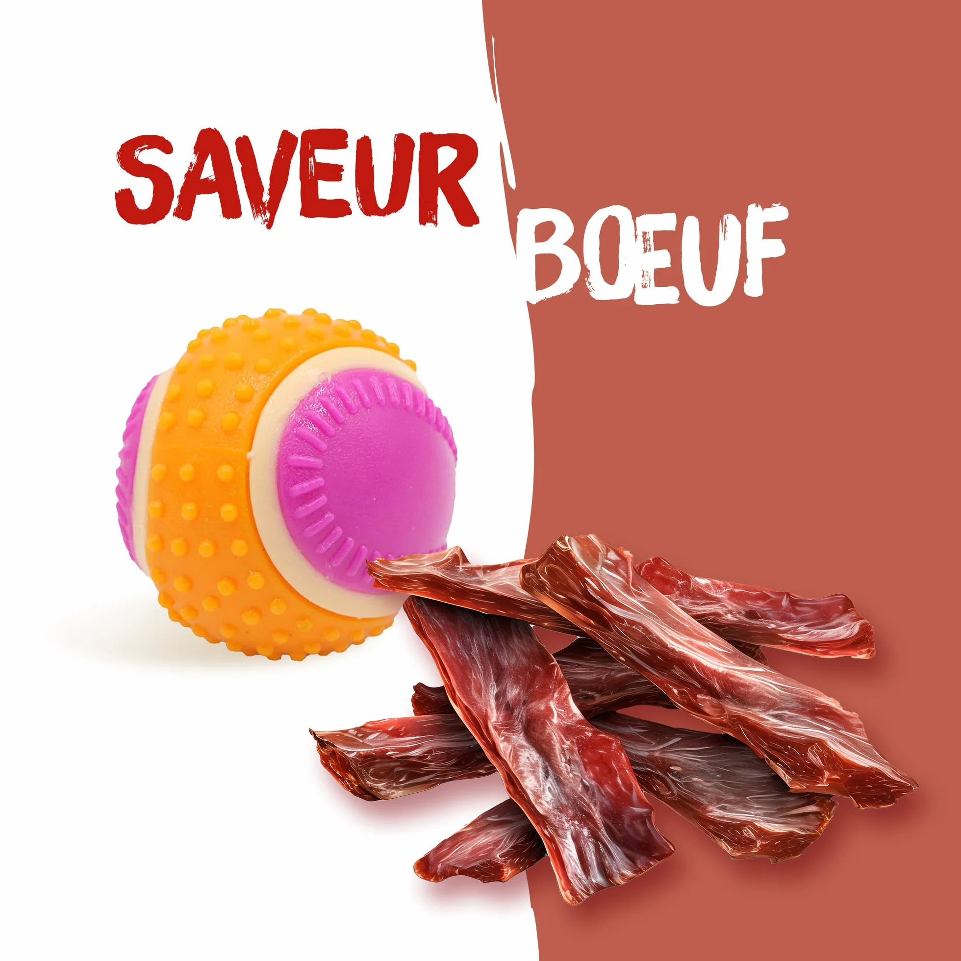 Aimé Balle pour Chien 5 en 1 Saveur Bœuf Jouet Interactif Éducatif 6 cm
