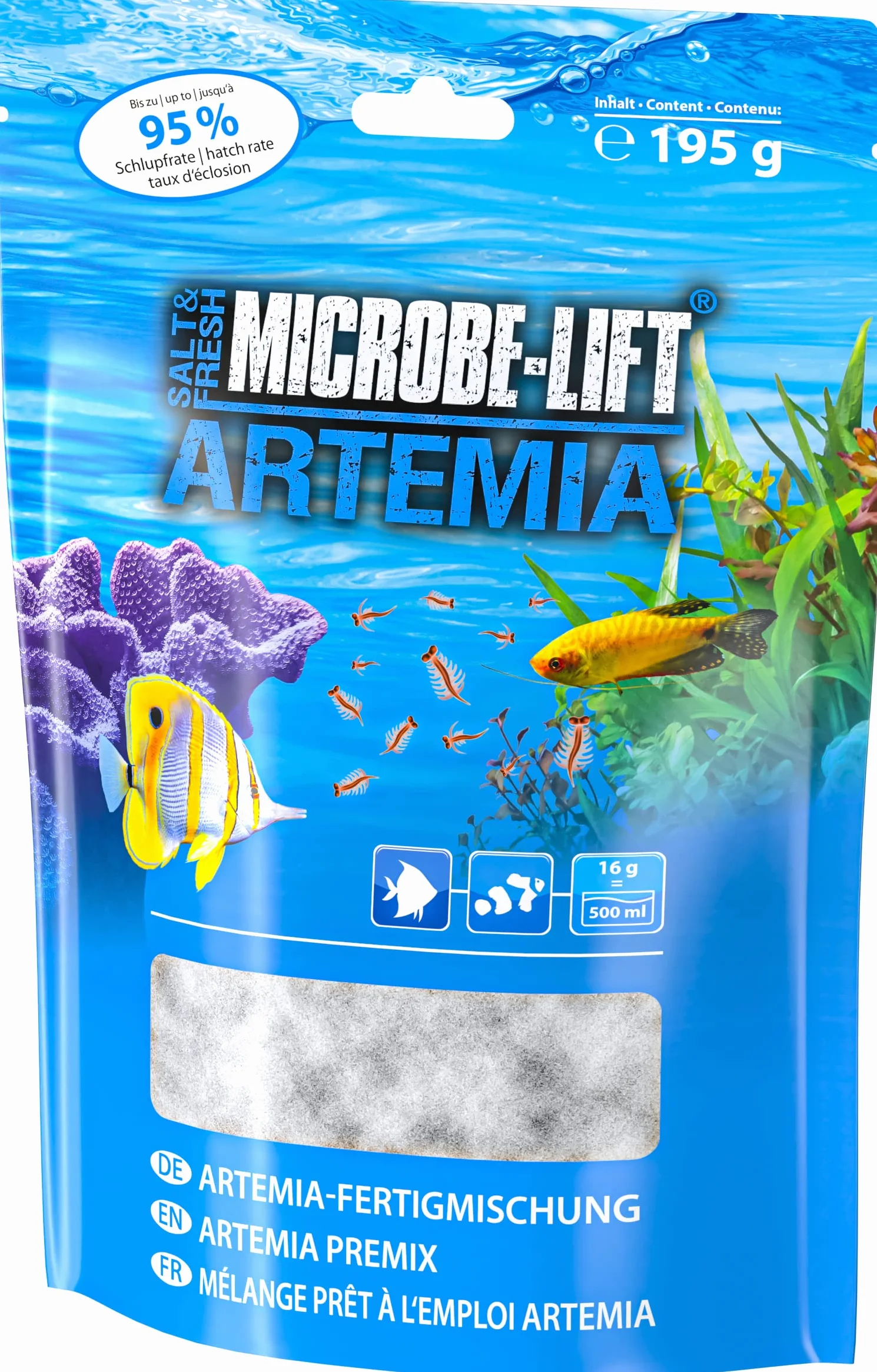 Œufs d’artémias Microbe-Lift Set 195 g Nourriture Vivante alevins coraux invertébrés Aquarium Eau Douce & Mer