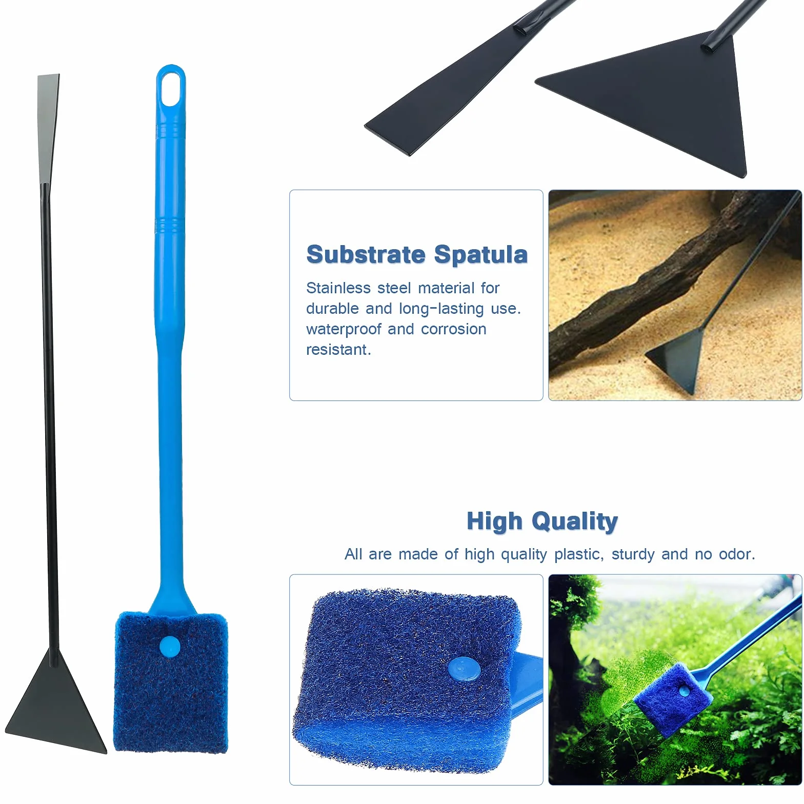 Kit d'outils d'aquascaping 7 en 1, Pinces à épiler en Acier Inoxydable pour Aquarium