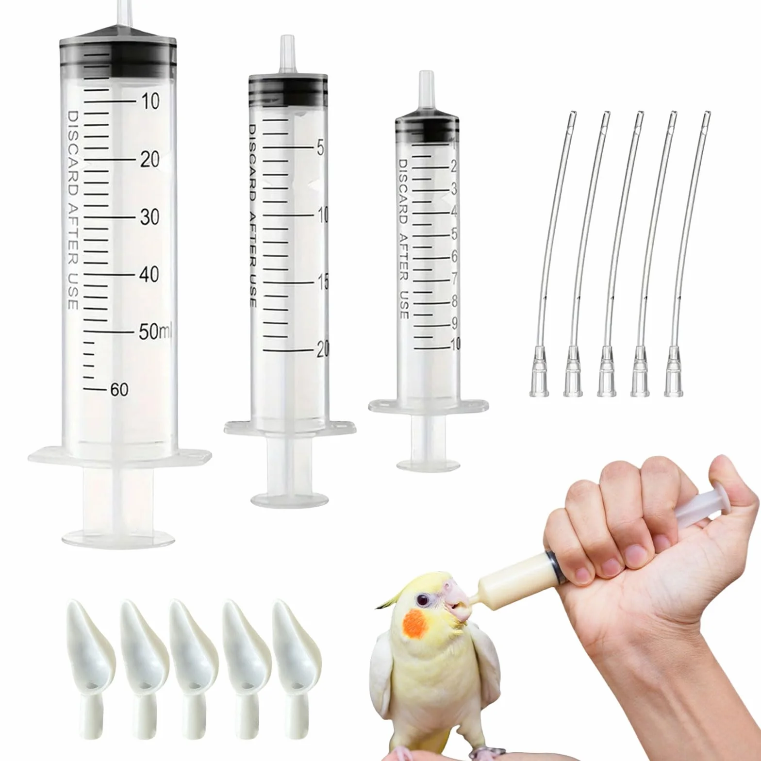 Suxgumoe Seringue d'alimentation pour bébé oiseaux perroquets avec tube gavage