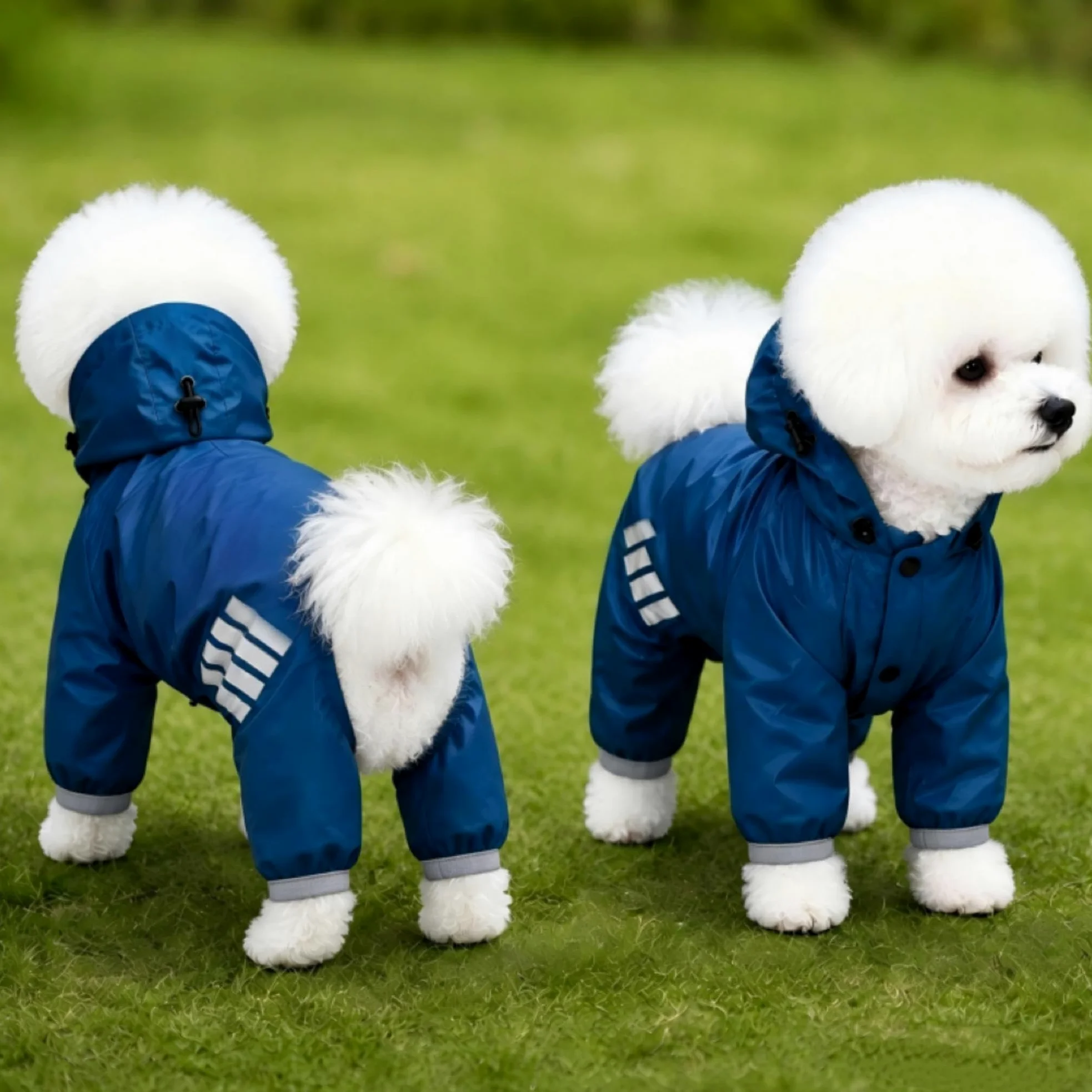 Manteau de pluie imperméable pour chiens de petite et moyenne taille avec capuche | Bandes réfléchissantes, facile à enfiler, accès à la laisse, plusieurs options de taille, tissu respirant à séchage rapide