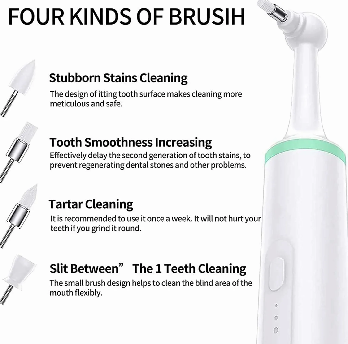Brosse à dents électrique pour animal domestique - Outil de nettoyage de la bouche de chien - Brosse à dents à ultrasons pour chien avec 4 têtes de brosse pour effacer les taches, polisseuse à dents