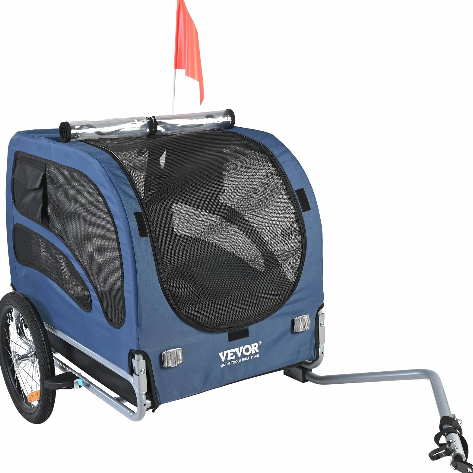 VEVOR Remorque de vélo pour Chien 30 kg Acier au Carbone Tissu Oxford 600D Pliable 1440 x 720 x 779 mm Orange Gris