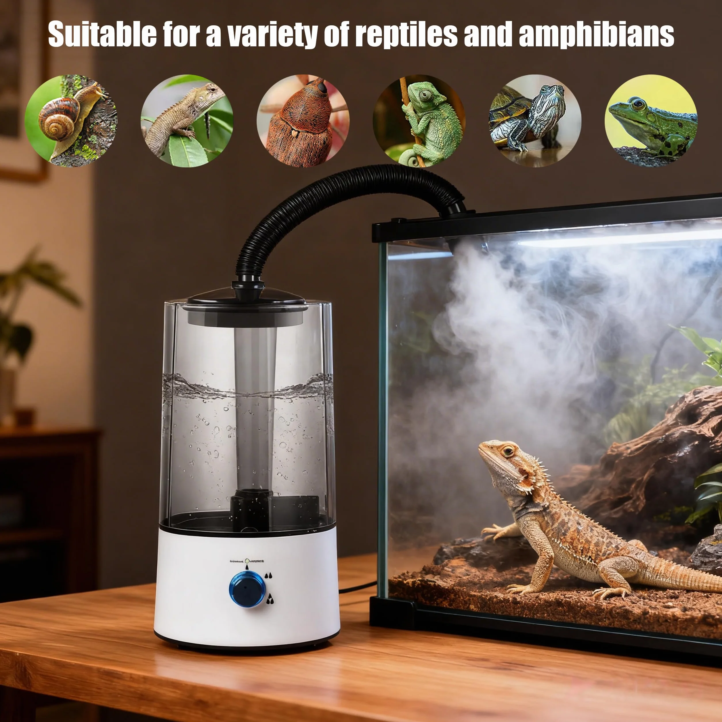 Humidificateur pour Reptiles 4L Brumisateur Terrarium Ultrason Silencieux avec Tuyau Réglable