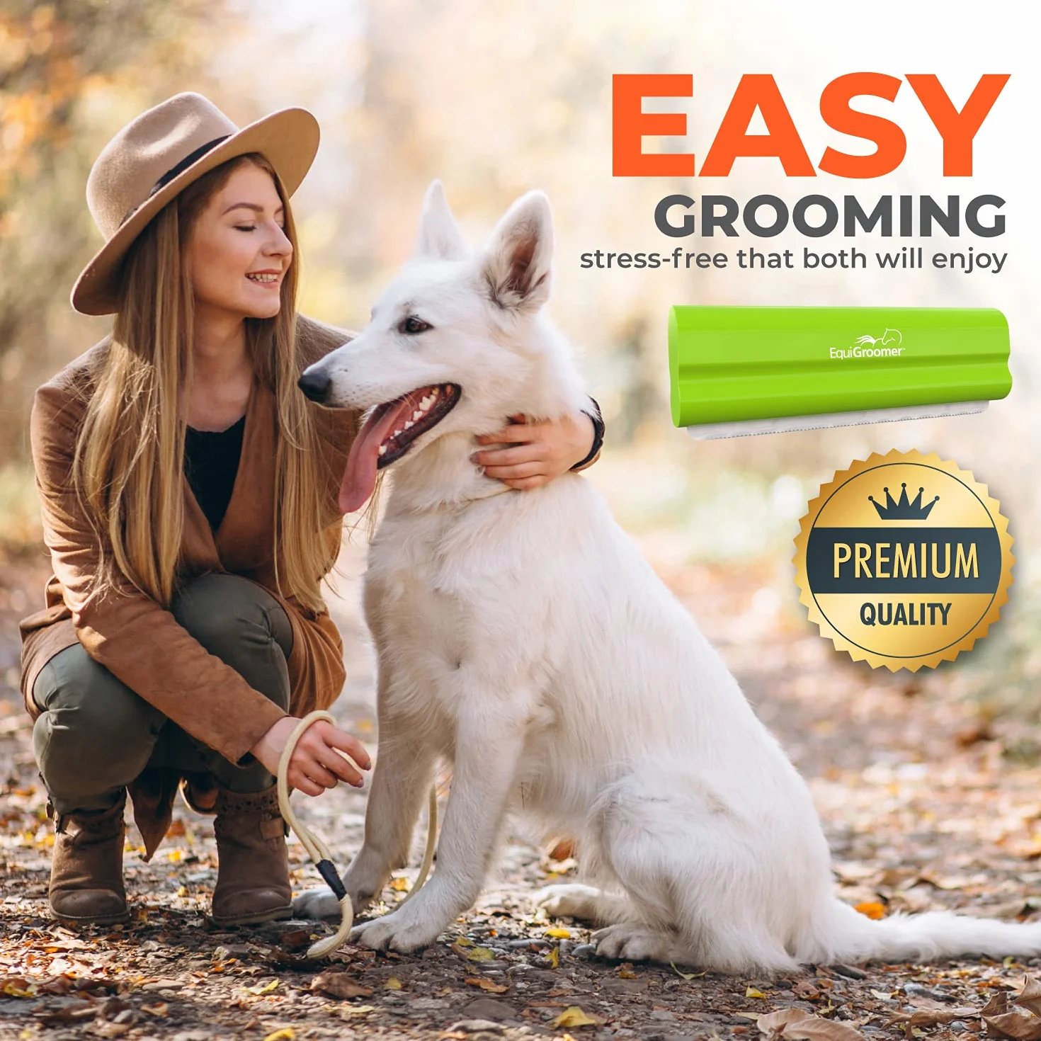 EquiGroomer EasyGroomer Brosse de toilettage pour chiens et chats, outil sous-poil, élimine saletés et poils morts, Vert citron