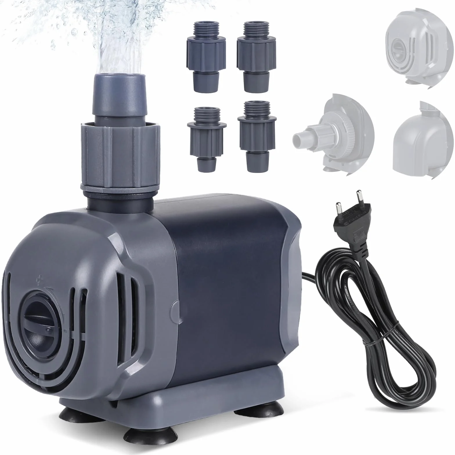 Pompe à Eau Submersible pour Aquarium 25W 1500 L/H 2M Mini Réglable avec 3 Buses 3-en-1 Silencieuse