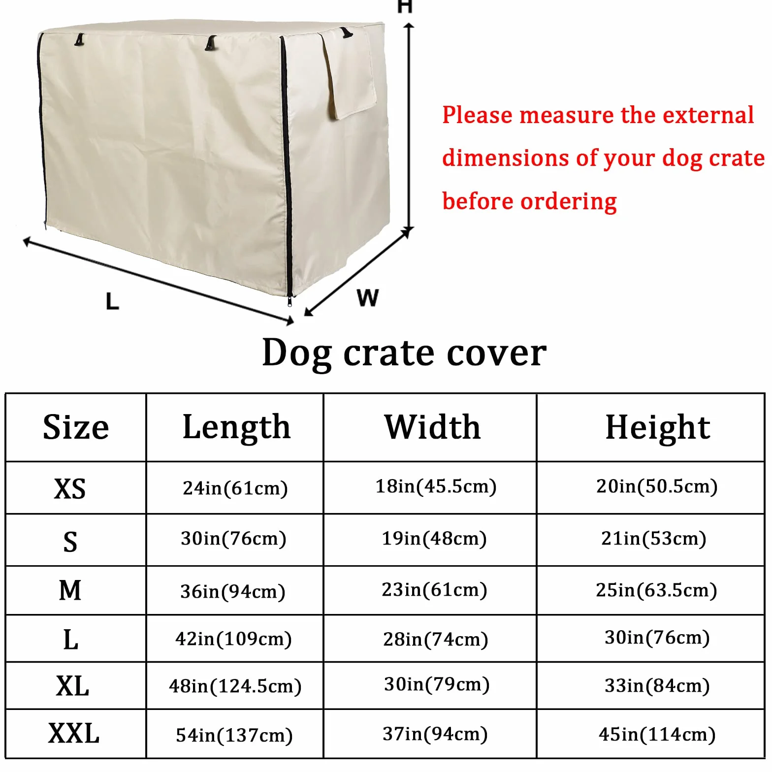 Housse de Cage pour Chien Imperméable 420D Polyester Double Door Crate Cover Beige 36 Pouces