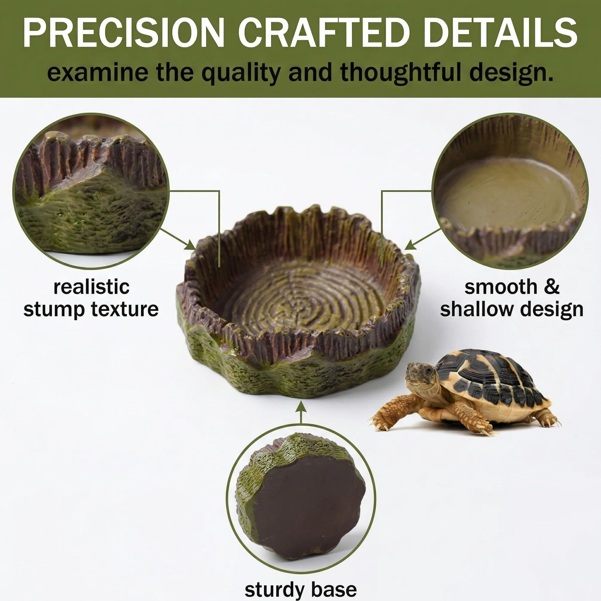Abreuvoirs en Forme de Souche d'Arbre pour Reptiles, Bol Alimentation Résine Tortue Lézard Gecko Serpent