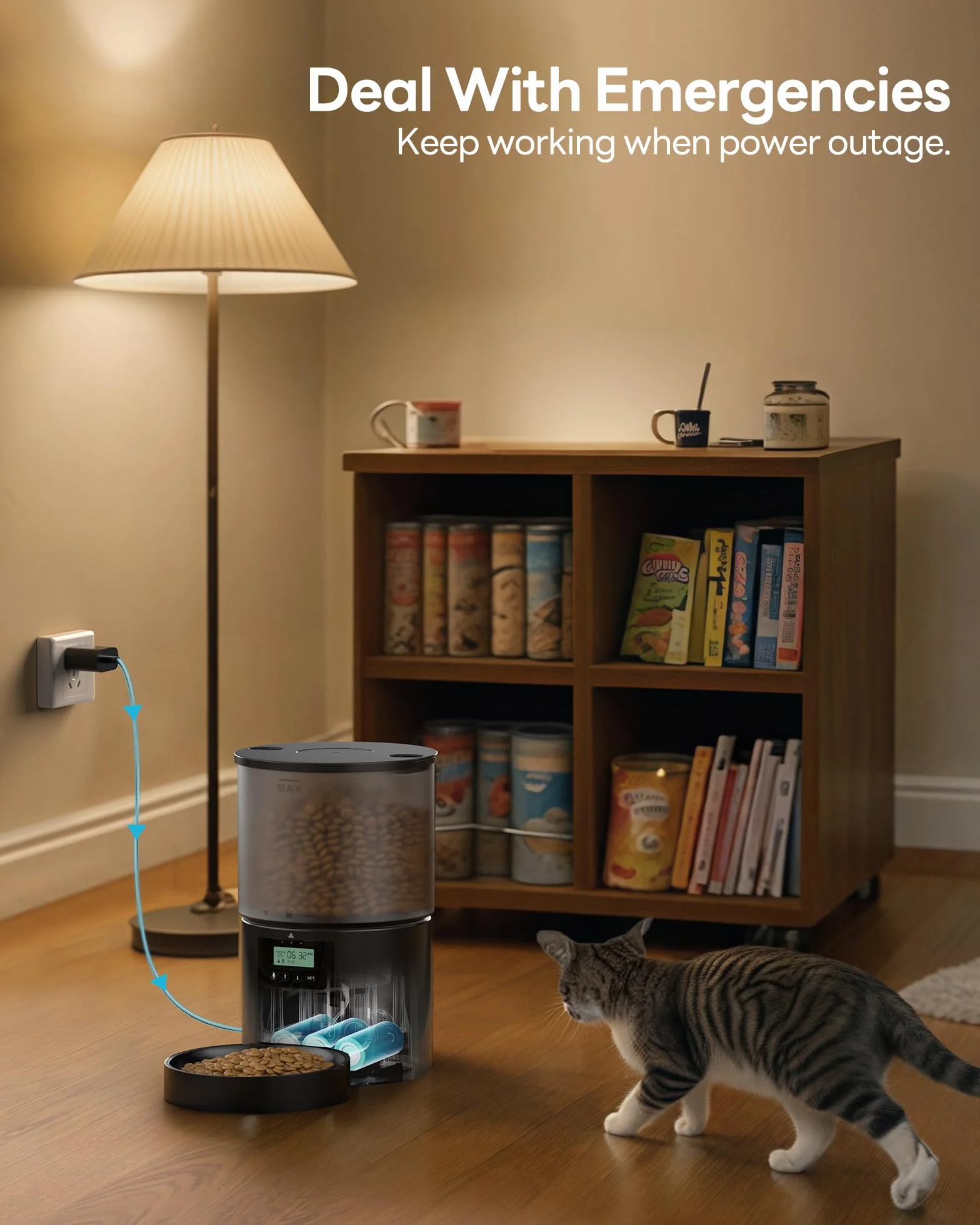 Distributeur Croquettes Chat Automatique avec Minuterie 4L Noir