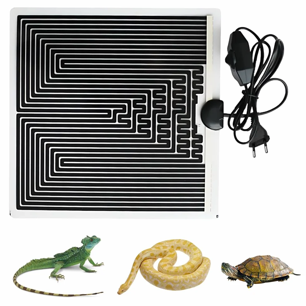 Tapis Chauffant Terrarium 28W 28x28 cm Chauffage avec Réglage Température Coussin pour Reptiles Plantes
