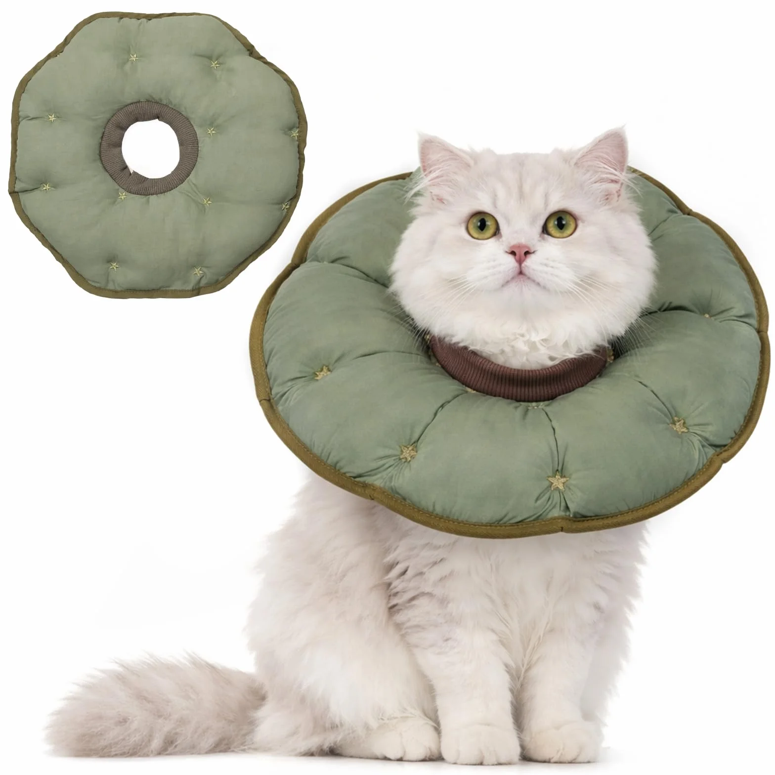 Collerette Chat Anti Léchage Imperméable Protection Après Opération pour Chats et Chiots (Vert S)