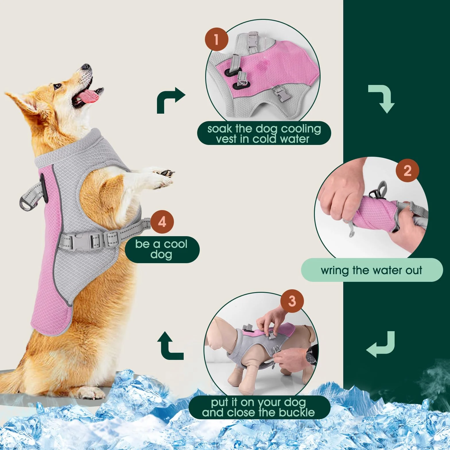 Kuoser Gilet rafraîchissant pour chien, Manteau de refroidissement respirant pour animaux de compagnie