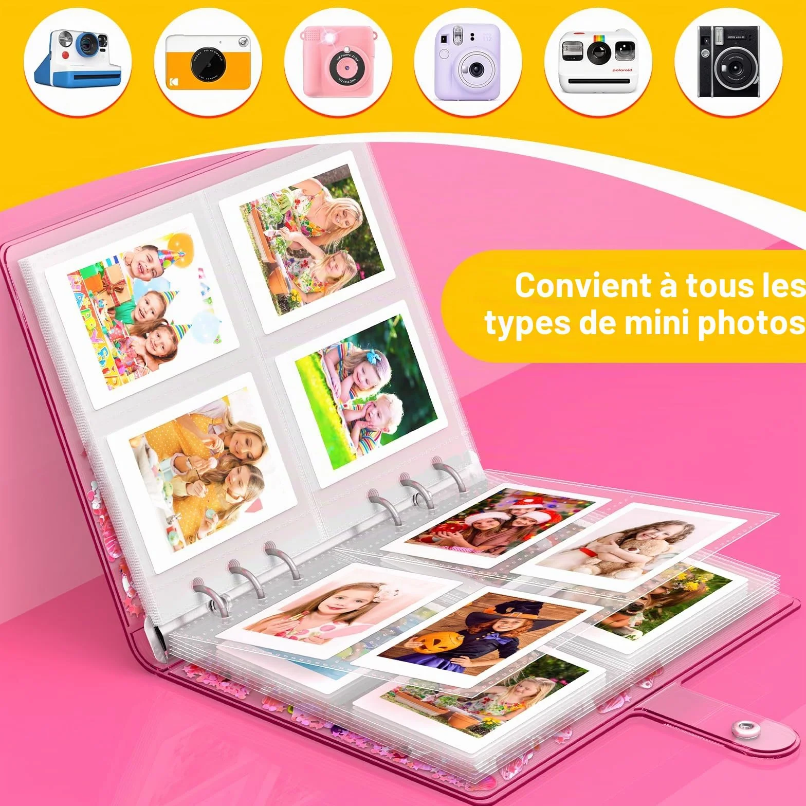 Album Photo Enfant pour Polaroid Instax Mini, 200 Photos, Cadeau Filles 4-10 Ans