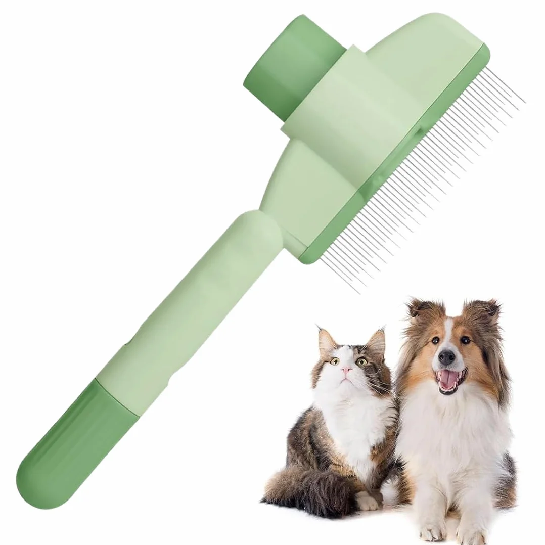 Peigne d'Épilation Chat Poil Long Anti-Puces Brosse Toilettage avec Bouton Déverrouillage
