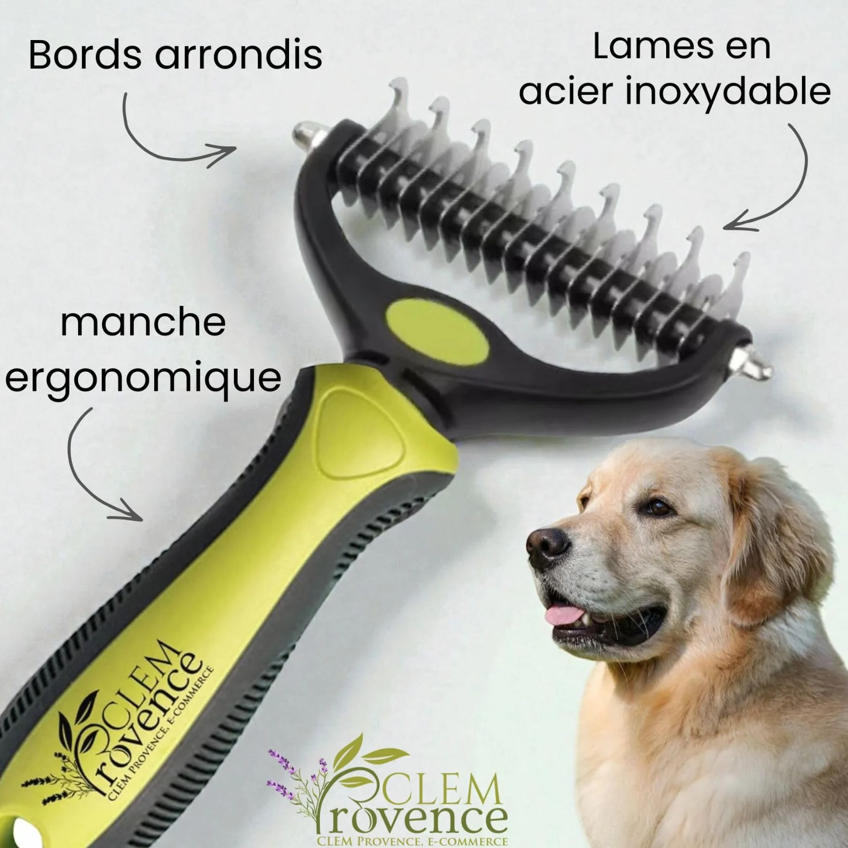 Brosse Démêlante Double Lame pour Chien et Chat Poil Long - Professionnelle pour Enlever Sous Poils et Nœuds