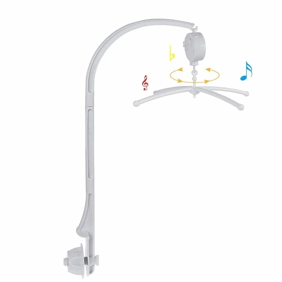 Mobile musical pour bébé avec boîte à musique remontable et jouets rotatifs, convient aux barreaux jusqu'à 5 cm
