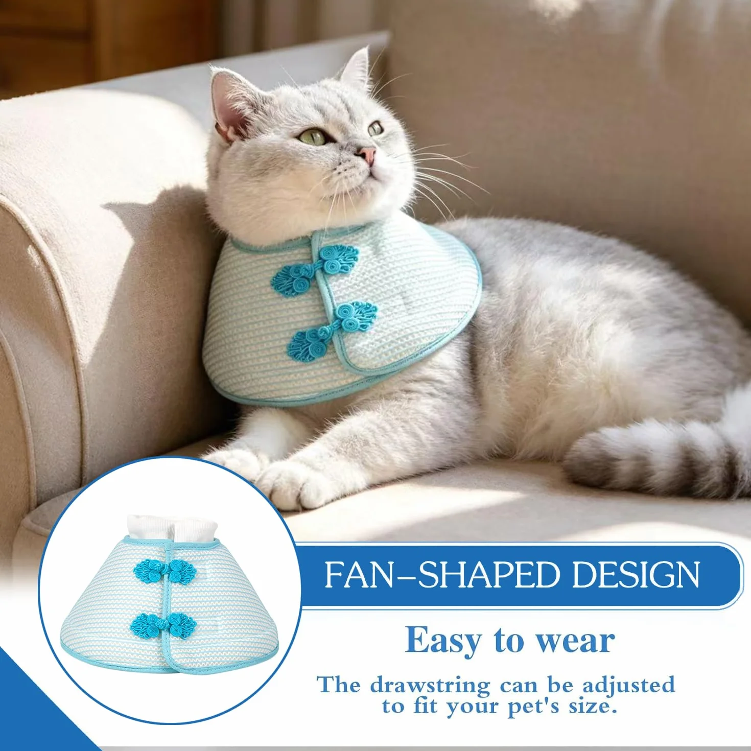 Collerette Chat Anti Léchage Doux Ajustable Collier de Récupération pour Chats Chaton Empêche Lécher Plaies (M)