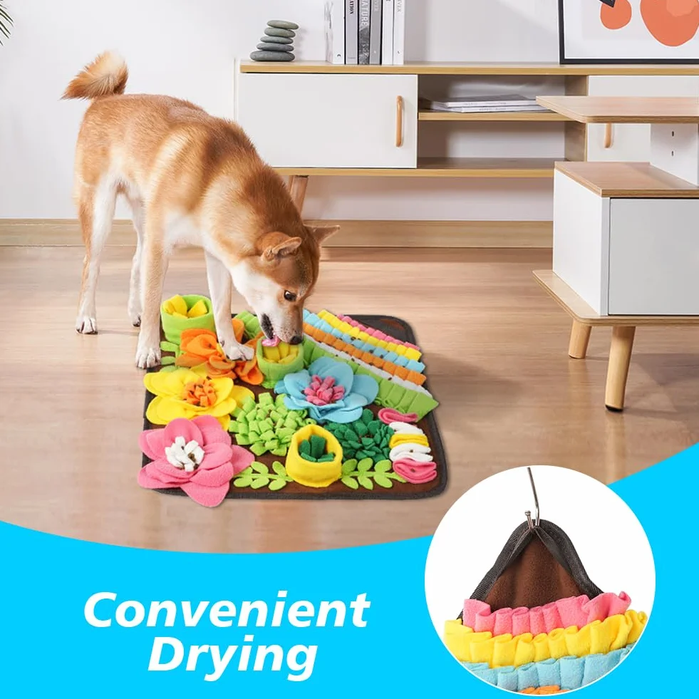 Tapis à renifler pour Chien OSDUE 39x39cm Tapis de Fouille Alimentation Lente Lavable Pliable Brun