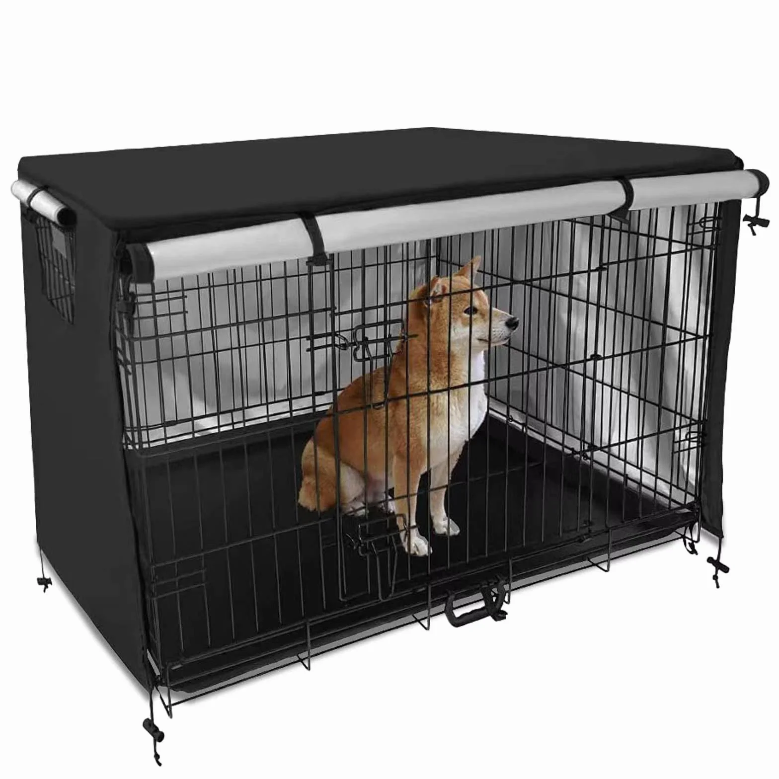 Schleuder Bache Cage Chien Tissu Oxford 210D Double Porte Housse Imperméable 95x61x64cm